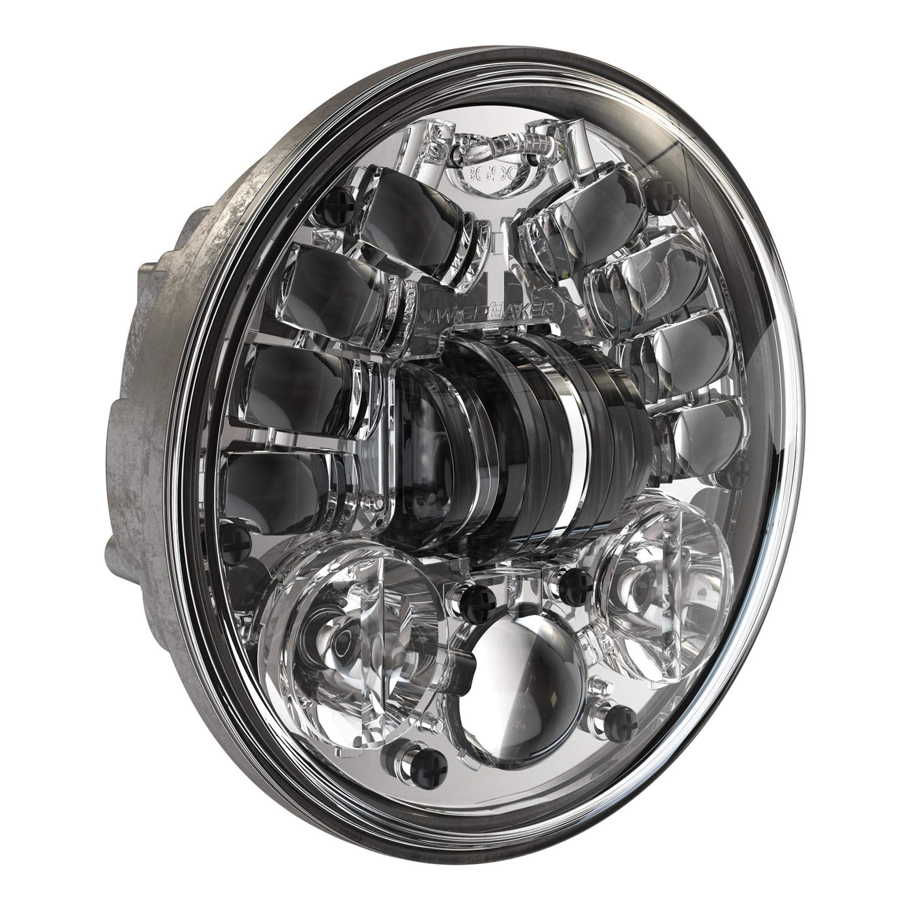 12V Led High & Low Beam Non-Adaptive Round Headlight, DOT/ECE With Chrome Inner Bezel