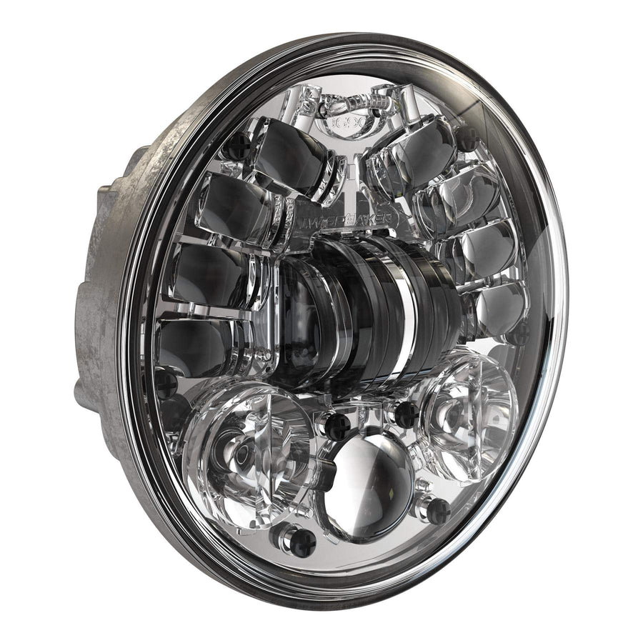 12V Led High & Low Beam Non-Adaptive Round Headlight, DOT/ECE With Chrome Inner Bezel