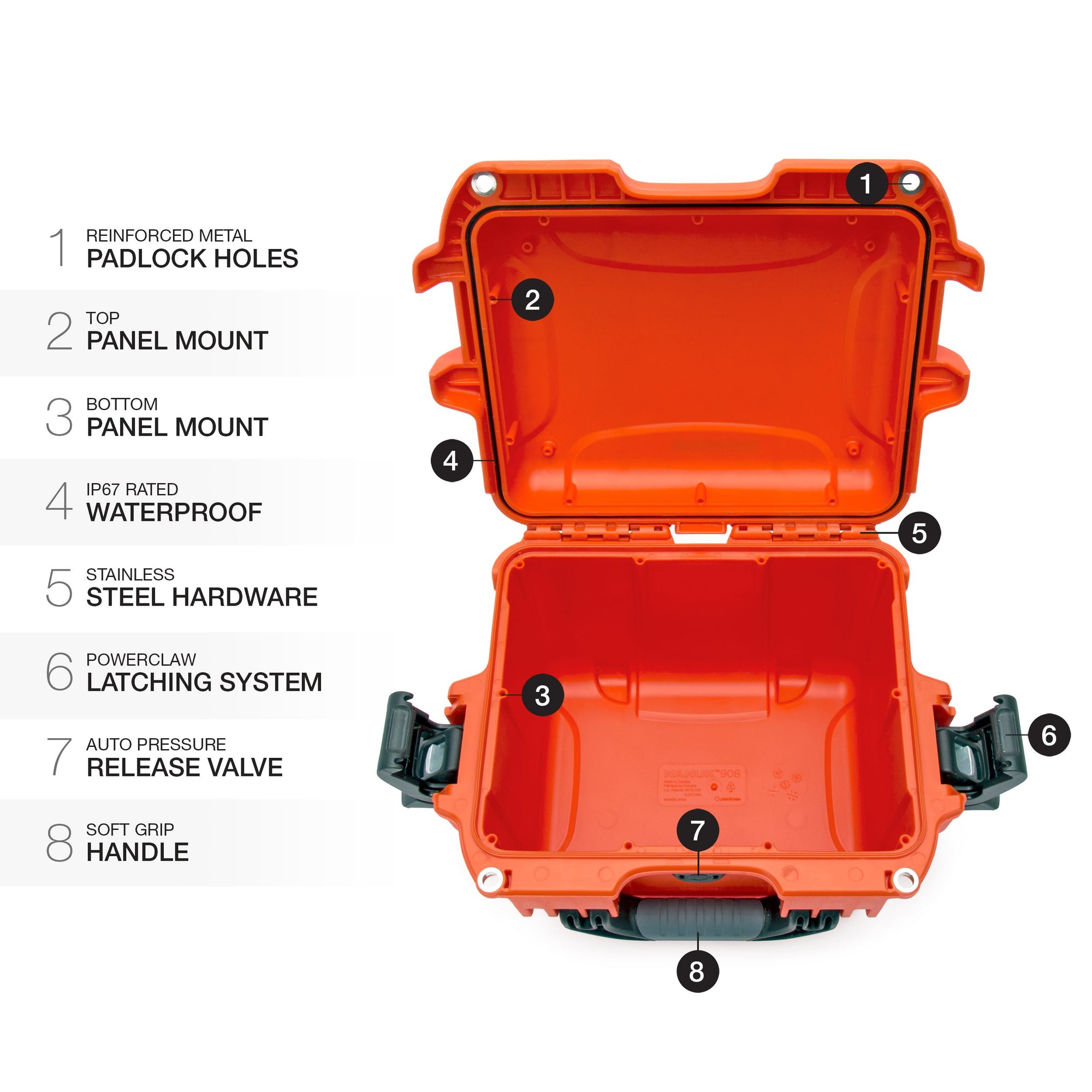 Orange Nanuk 908 Waterproof Hard Case