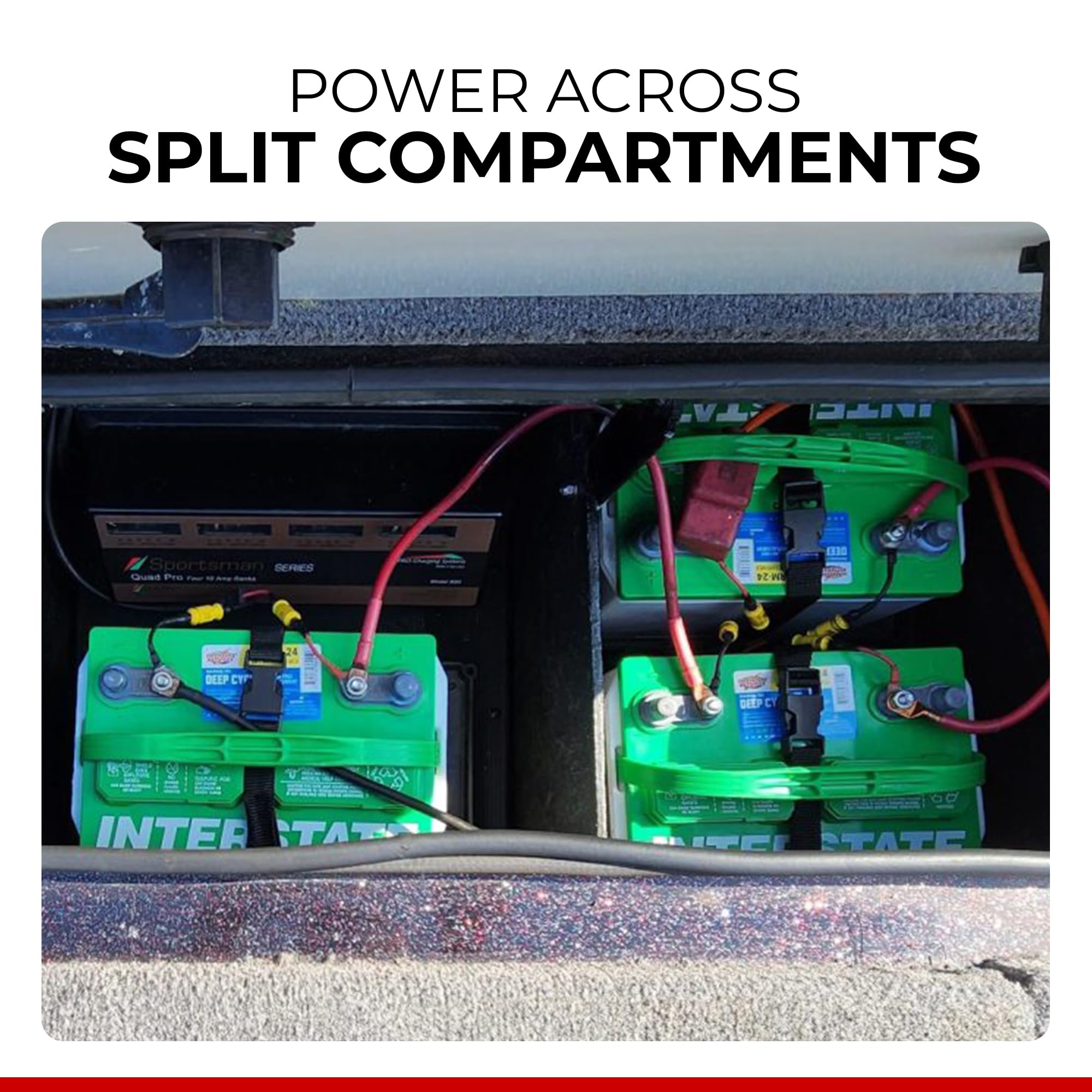 24V Connect-Ease Trolling Motor Connection Kit RCE24VB5CHK | 5-Foot Series Connector for Two 12V Separated Batteries with Onboard Charging Charger Leads | Marine Grade Wires | Batteries NOT Included
