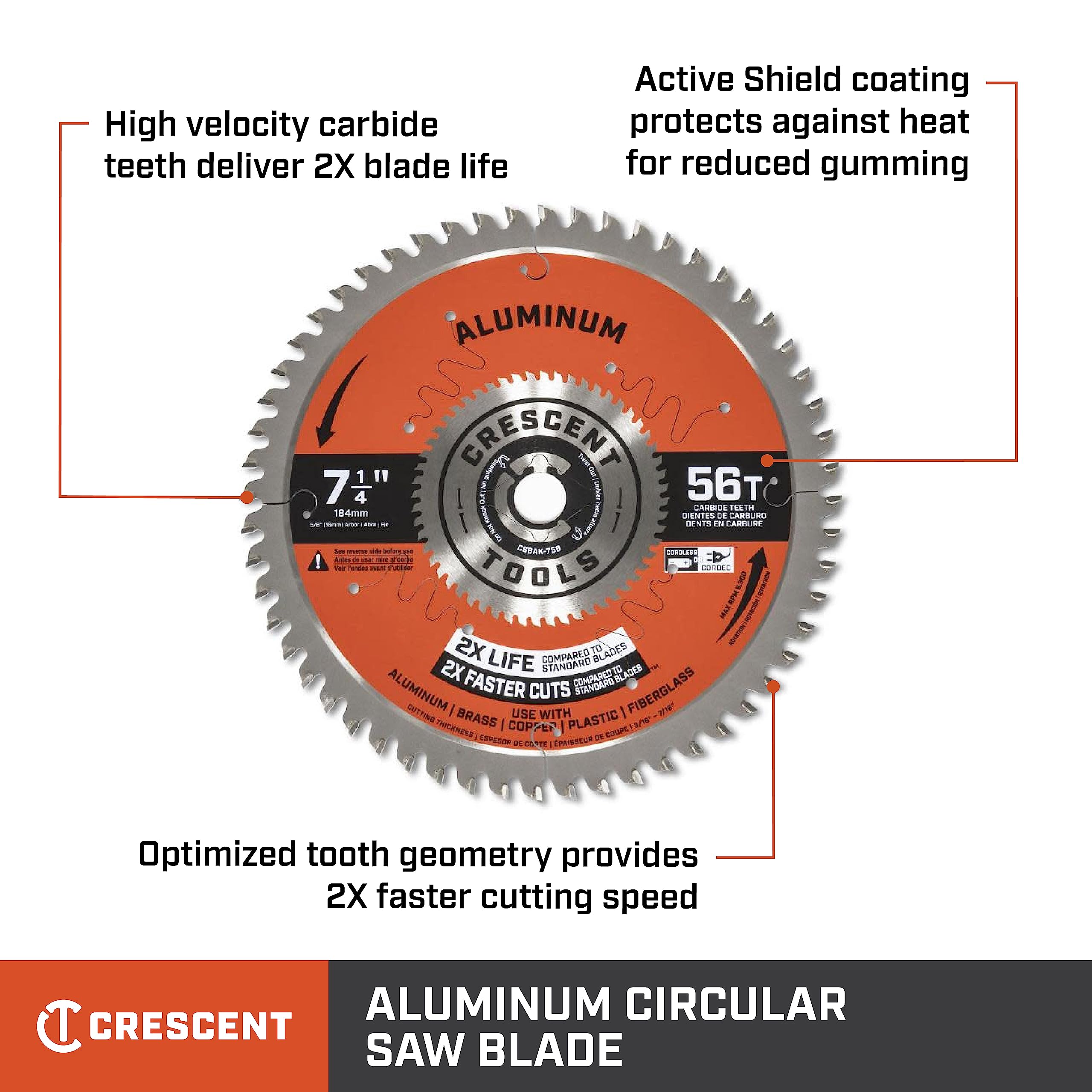 Apex Crescent Circular Saw Blade 10'' X 60 Tooth Thick Aluminum