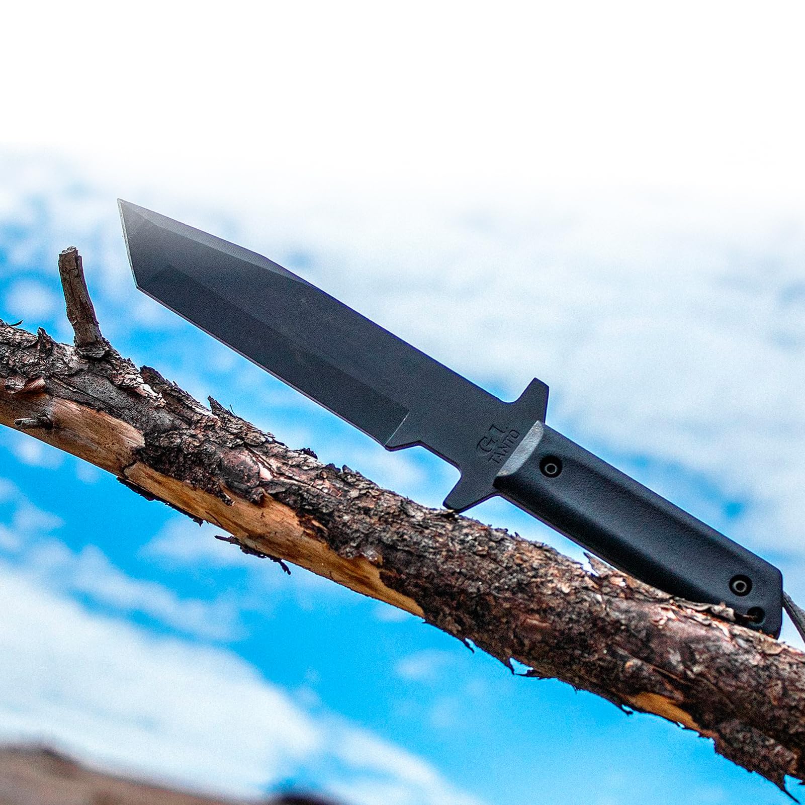 G.I. Tanto Cold Steel 7" Durable 1055 Carbon Steel Fixed Blade Tactical Outdoor Throwing Knife, 5" Handle w/ Polypropylene Scales, Integral Quillon Guard, Resistant Secure-Ex Sheath