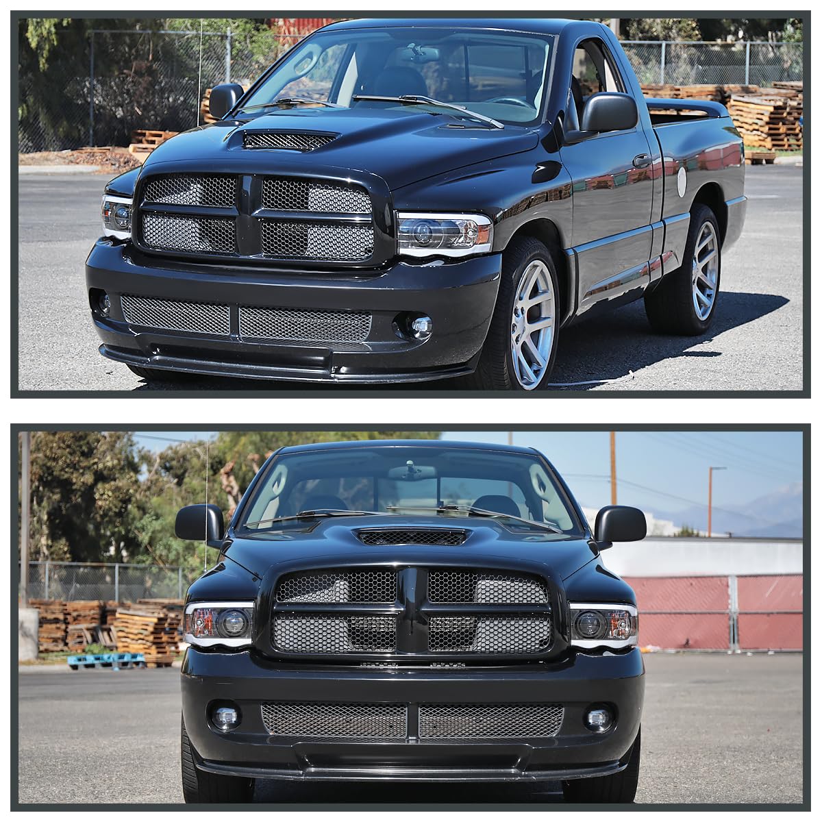 Matte Black LED Tube Projector Headlights SPEC-D TUNING Compatible with 2002-2005 Dodge Ram 1500, 2003-2005 Dodge Ram 2500/3500, Left + Right Pair Headlamps Assembly