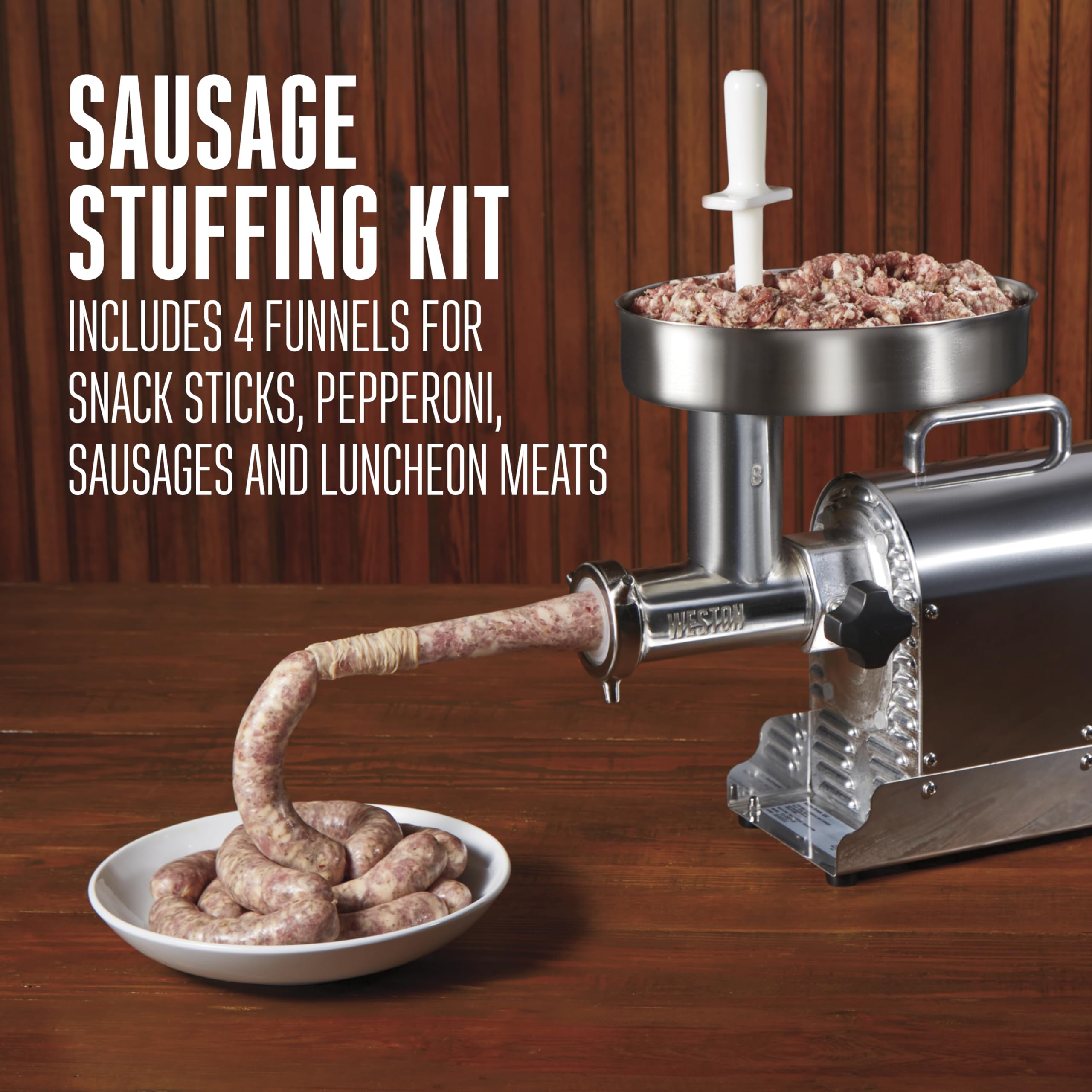 Weston Electric Pro Series Meat Grinder, Commercial Grade, 560 Watts, .75 HP, 6lbs. Per Minute, Stainless Steel (10-0801-W)