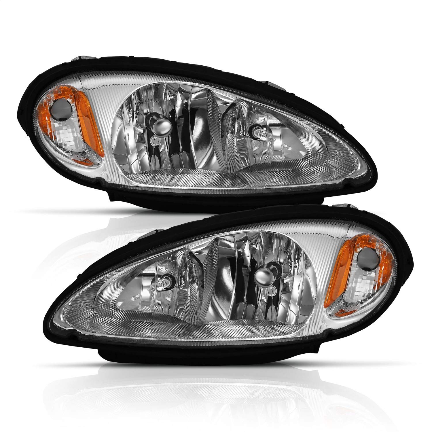 2001-2005 Chrysler Pt Cruiser ANZO (111472) Crystal Headlight Chrome Amber (OE)