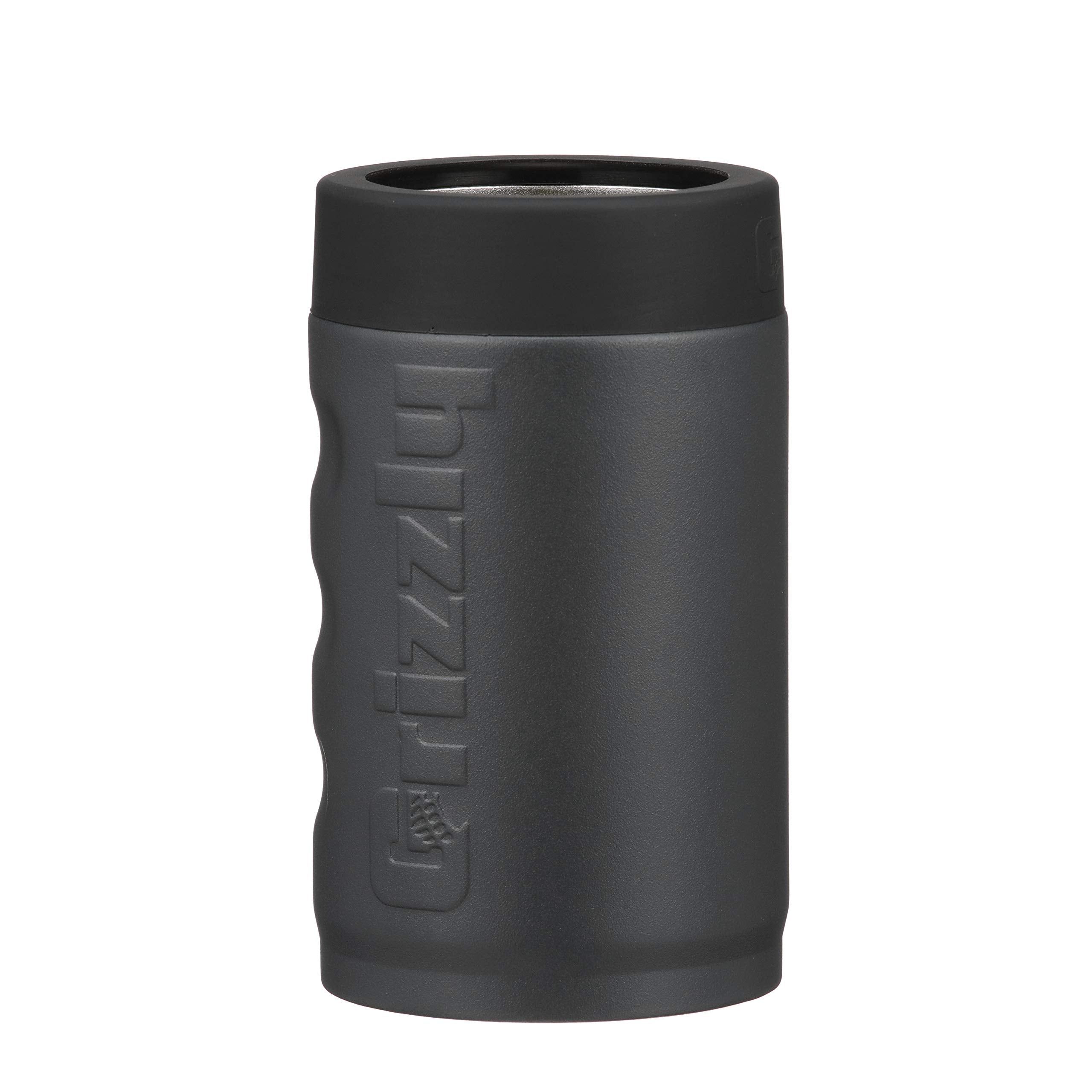 12 oz Stainless Steel Vacuum Insulated Grizzly Grip Can Cooler | For 12 oz Regular Beer and Soda Cans Reusable Durable | Charcoal