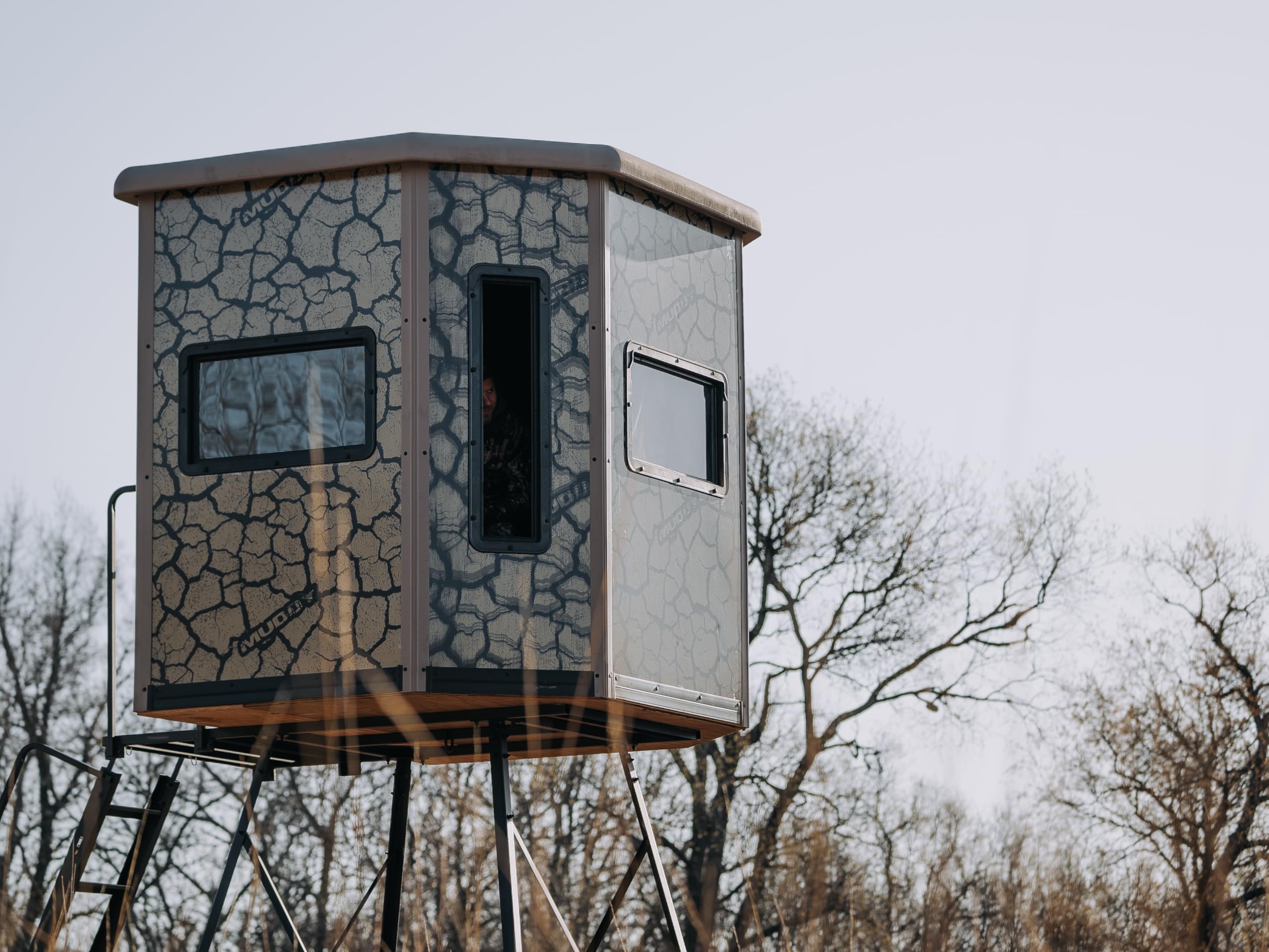 Penthouse Muddy Box Blind, Steel Wall Construction, Cracked Mud Camo