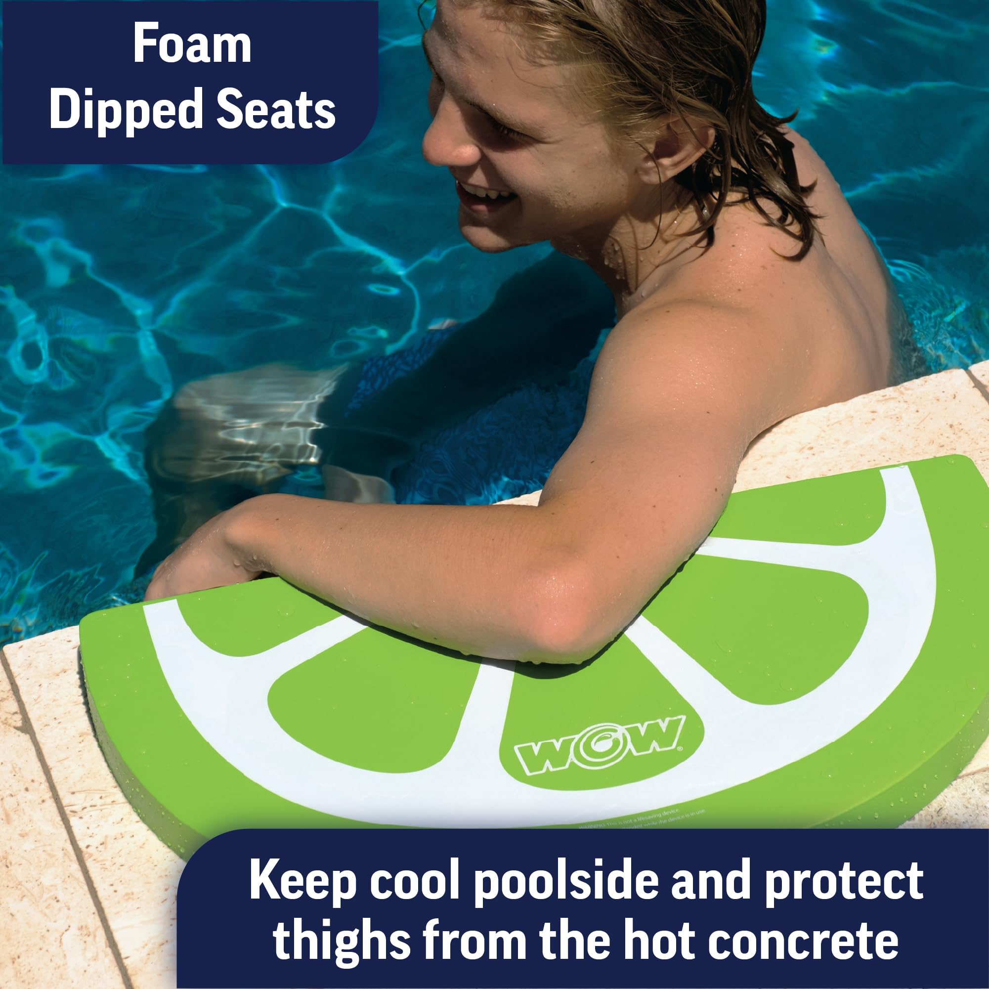 Lemon/Lime Foam Dipped Seat - WOW Sports Poolside Seat For Edge of Pool - Portable Cushion - Pool Edge Chair