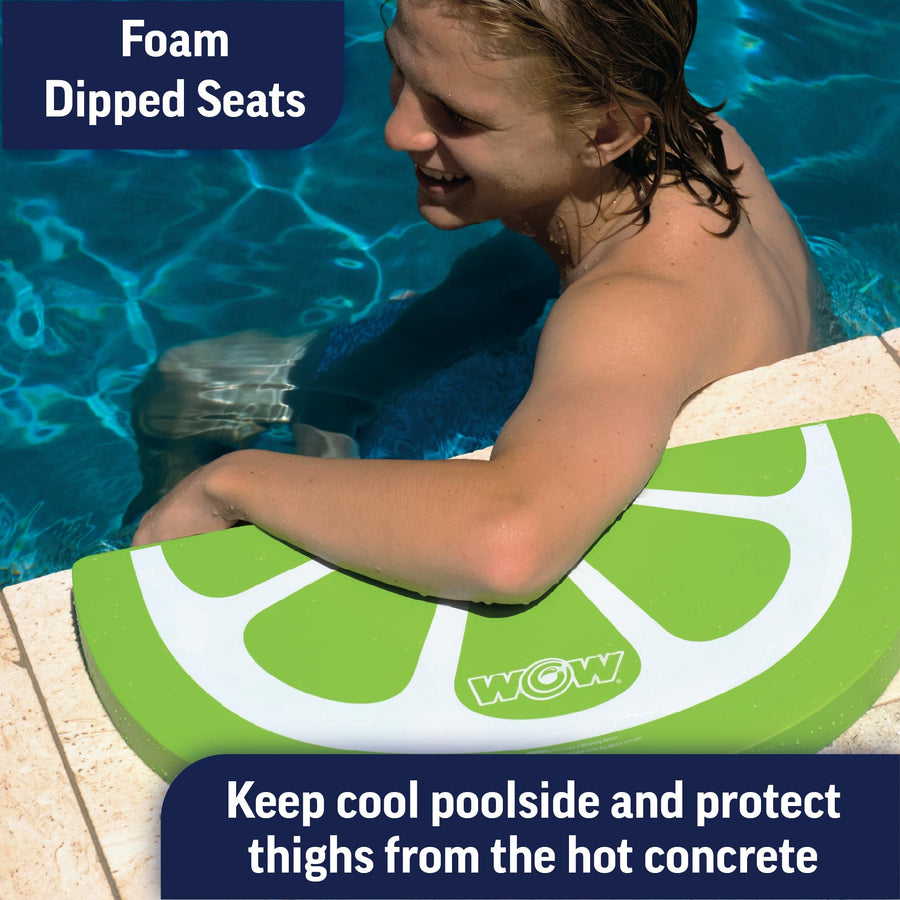 Lemon/Lime Foam Dipped Seat - WOW Sports Poolside Seat For Edge of Pool - Portable Cushion - Pool Edge Chair