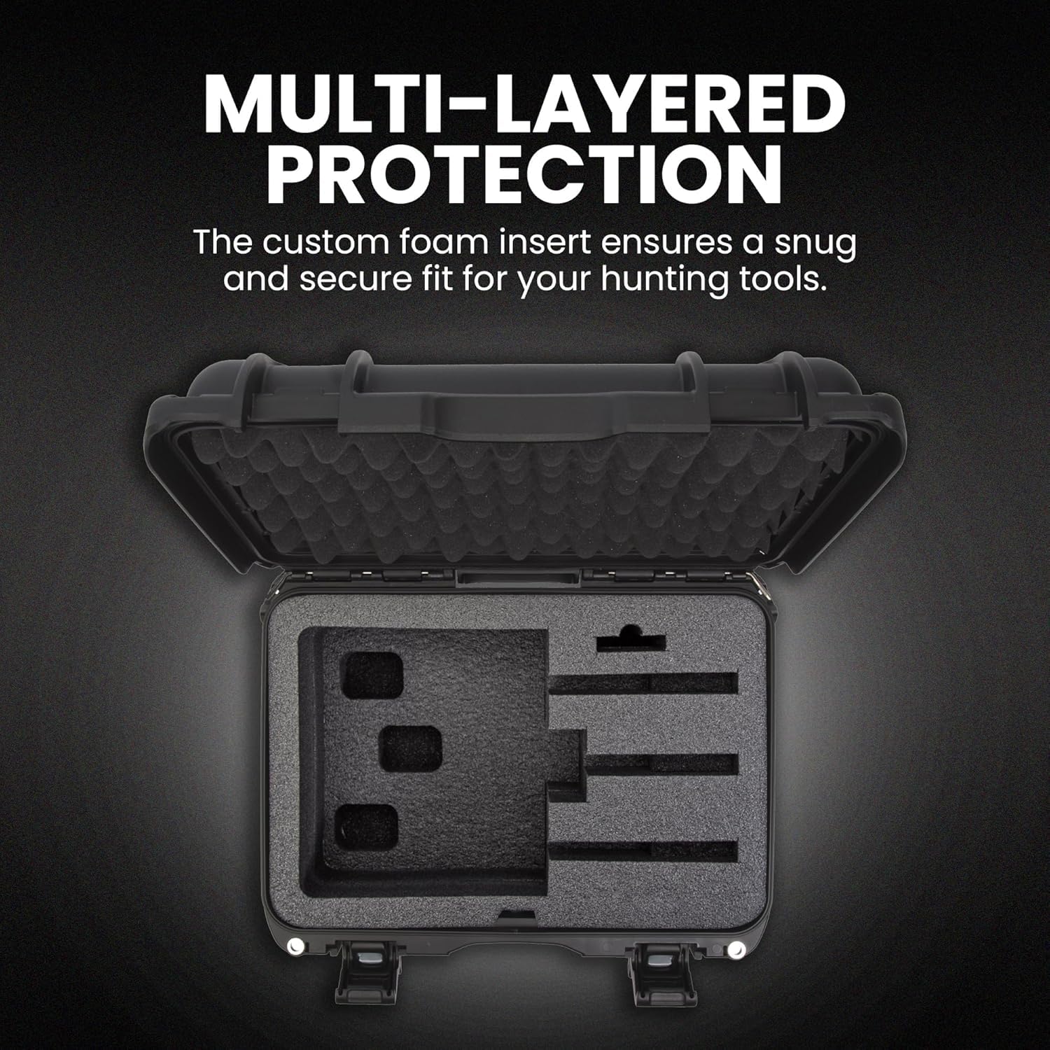 NANUK 918 Hard Case with Custom Foam Insert 3 UP, IP67 Waterproof & Crushproof, Rugged Construction for Ultimate Protection, Made in North America – Black (16.9” x 12.9” x 9.3”)