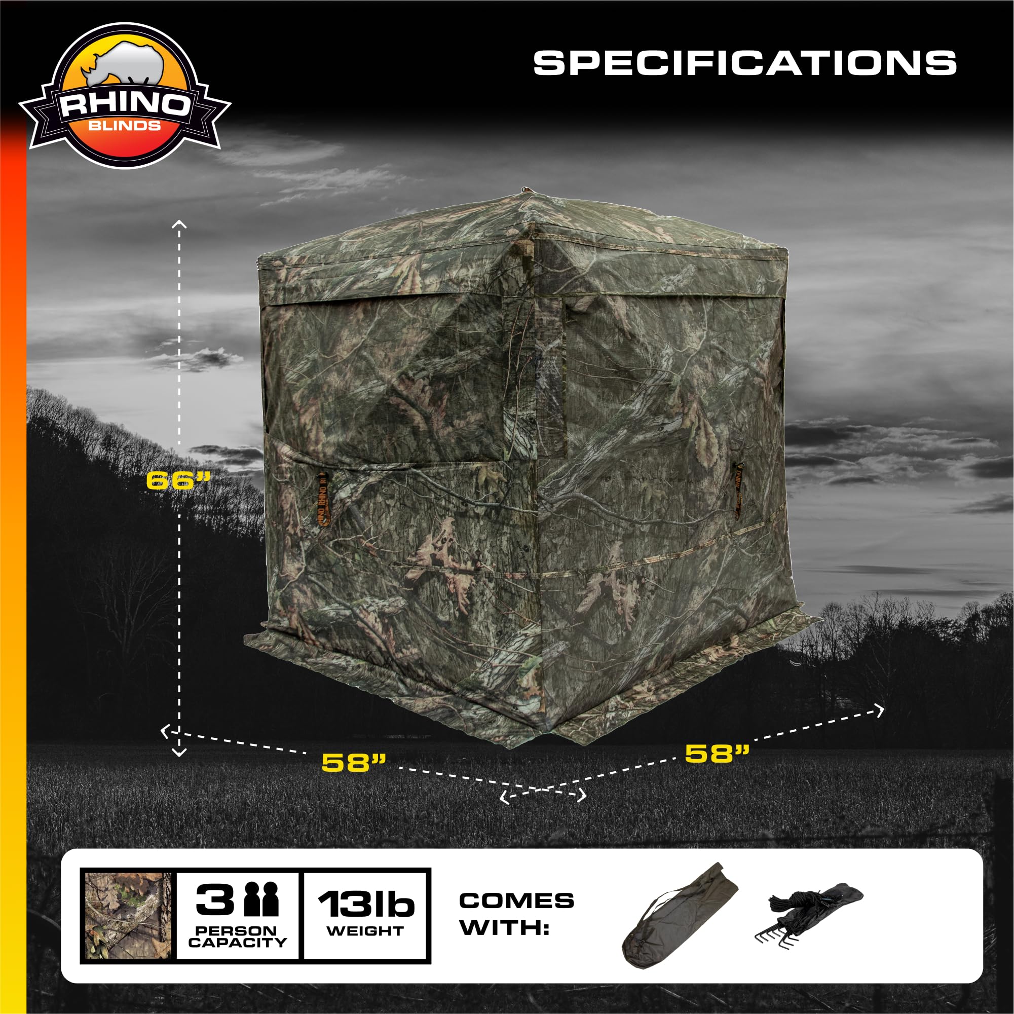Rhino R180 Blinds 3 Person See Through Hunting Ground Blind