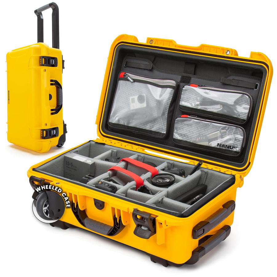 Pro Photo Kit NANUK 935 – Waterproof Travel Camera Hard Case with Padded Dividers and Wheels, 22” x 14” x 9” - Dustproof and Impact Resistant, Airline Carry-On Approved – Yellow