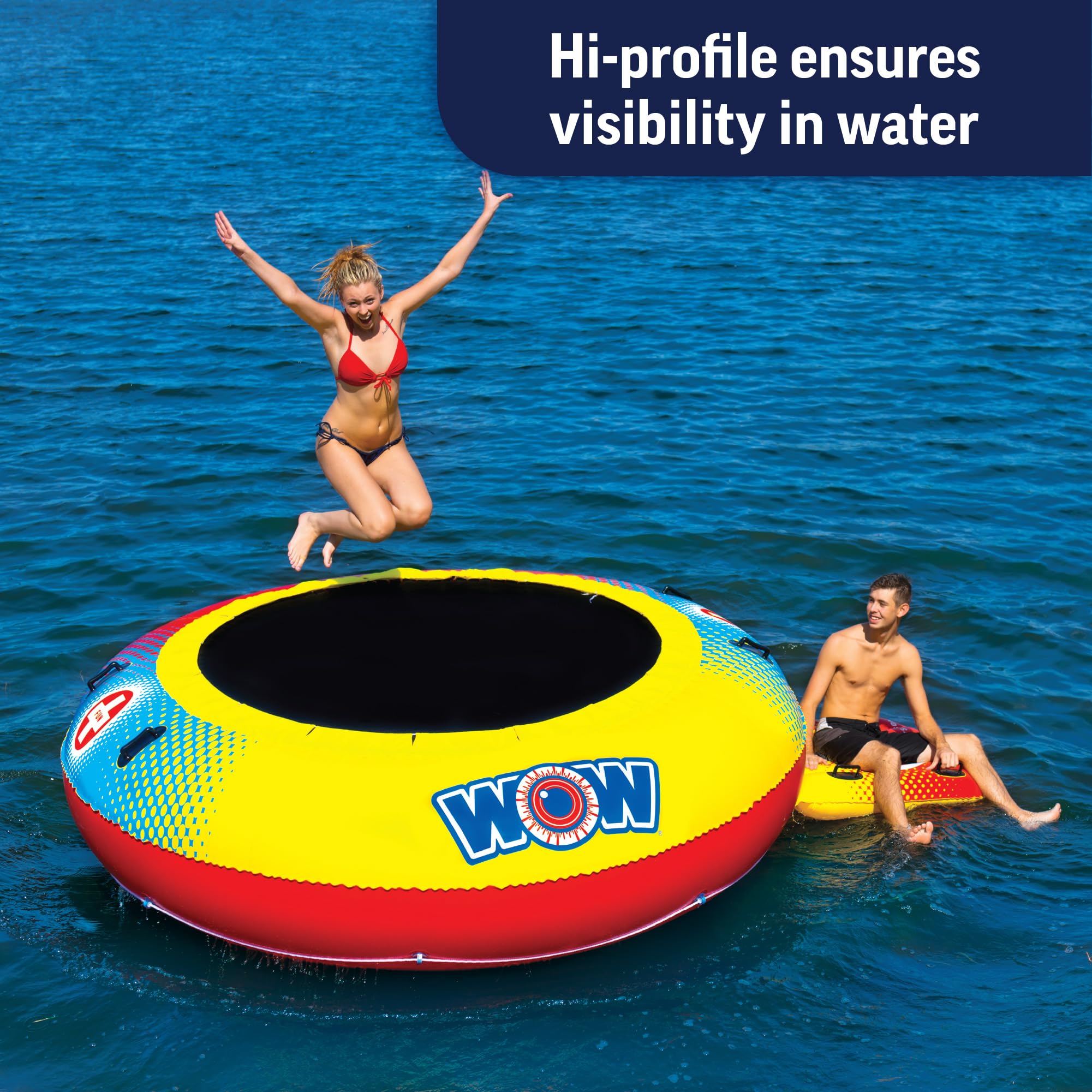 WOW Sports WOW Bouncer, World of Watersports, 15-2030, Inflatable Floating Trampoline, Boarding Platform, 10 Foot Diameter, 1 to 2 Person