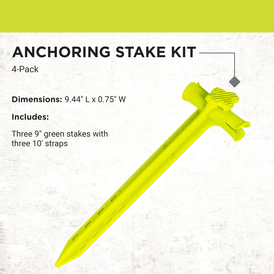 SlotLock 9-inch anchoring kit with SlotLock Technology, The Perfect Stake for Landscaping, inflatables, Tents, Lawn, and Ground Blinds 4-Pack, Black (SL9-4B) Spike