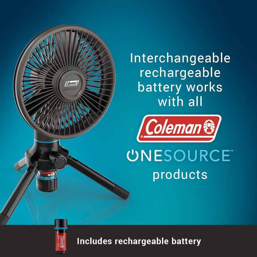 Coleman OneSource Outdoor Rechargeable Camping Gear: Camp Shower, Cordless Vacuum, Fan, Speaker, & Air Pump—All Powered by One Interchangeable Battery!