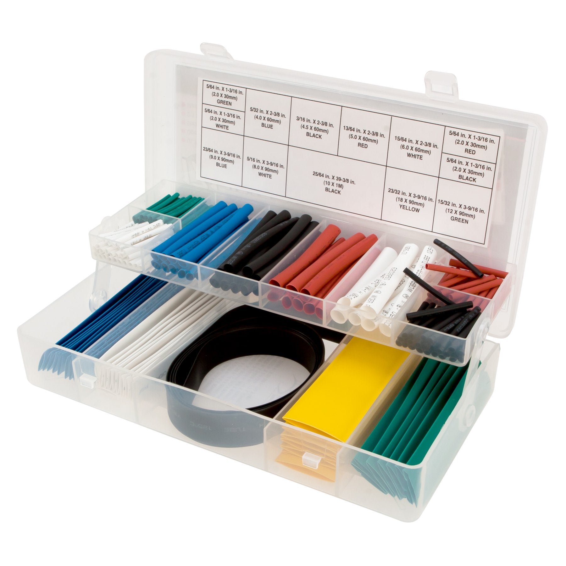 W540 Performance Tool Heat Shrink Tubing Assortment with 2:1 Shrink Ratio, Multiple Diameters and Lengths, Two-Tier Folding Case for Easy Storage