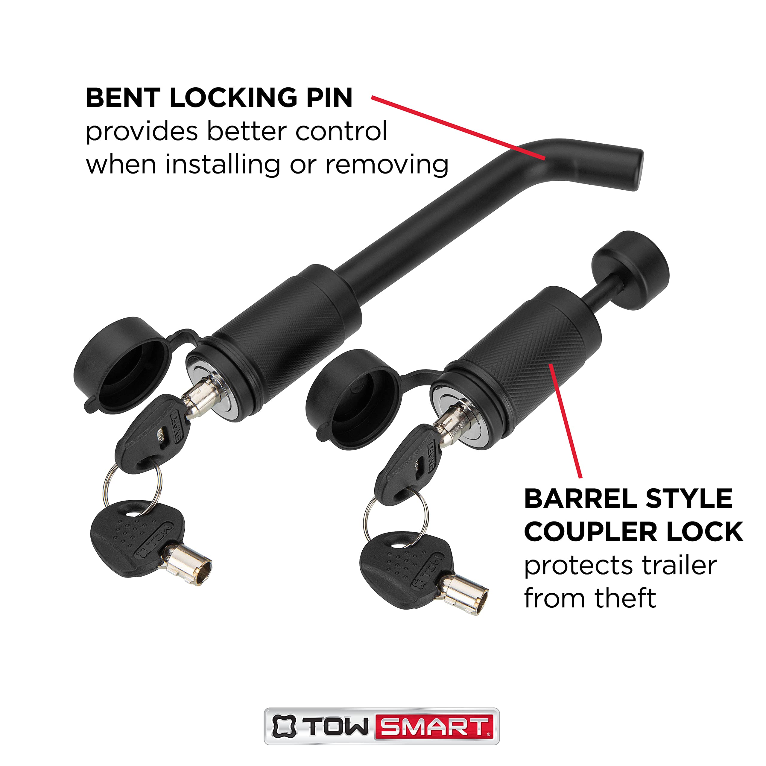 Baja Collection TOWSMART 5/8 in. Steel Bent Pin Barrel Style Receiver Lock and Coupler Lock (Keyed Alike), Fits up to 3 in. receivers