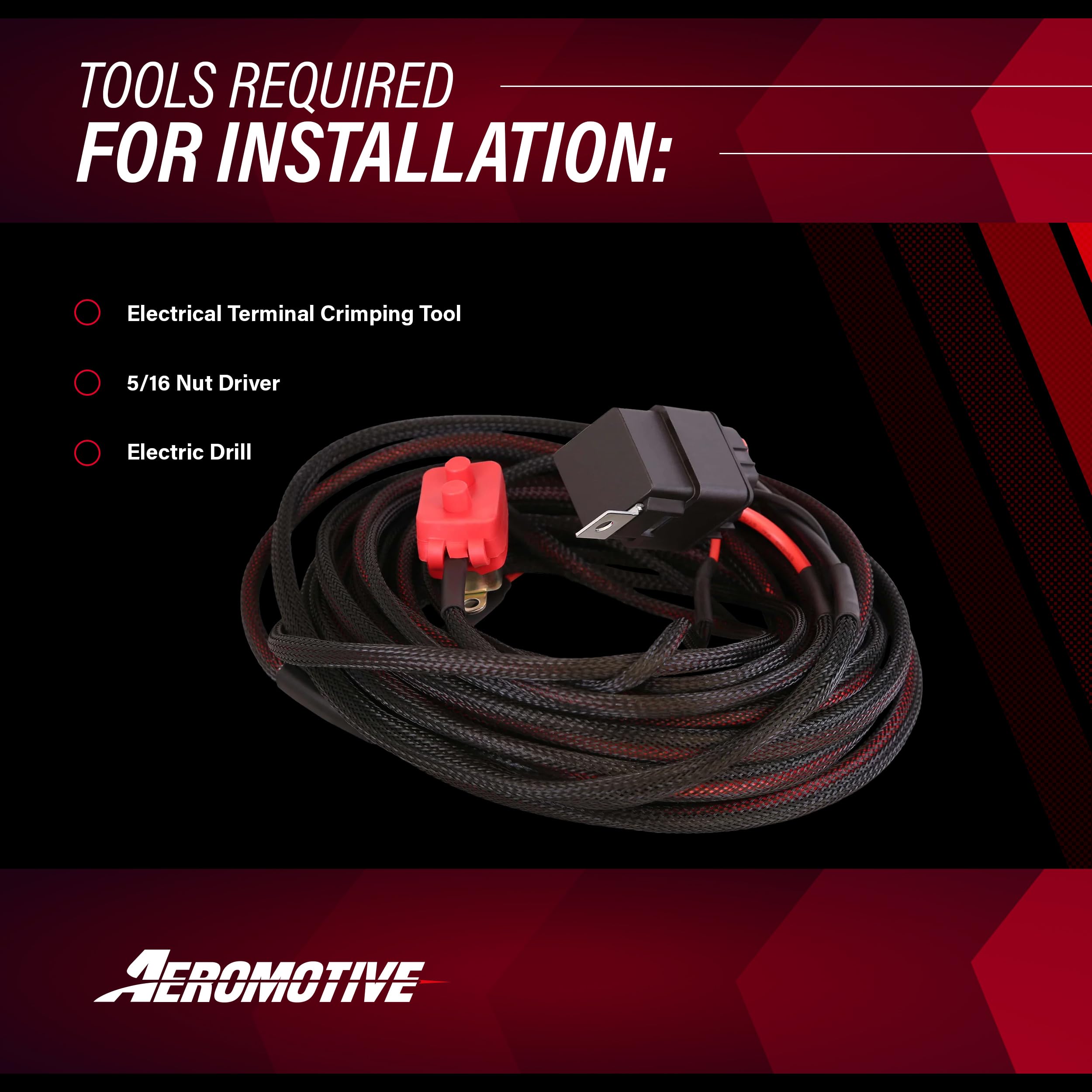 Fuel Pump Wiring Harness Relay Kit Aeromotive 16307, 30 Amp, 20' Long Wire