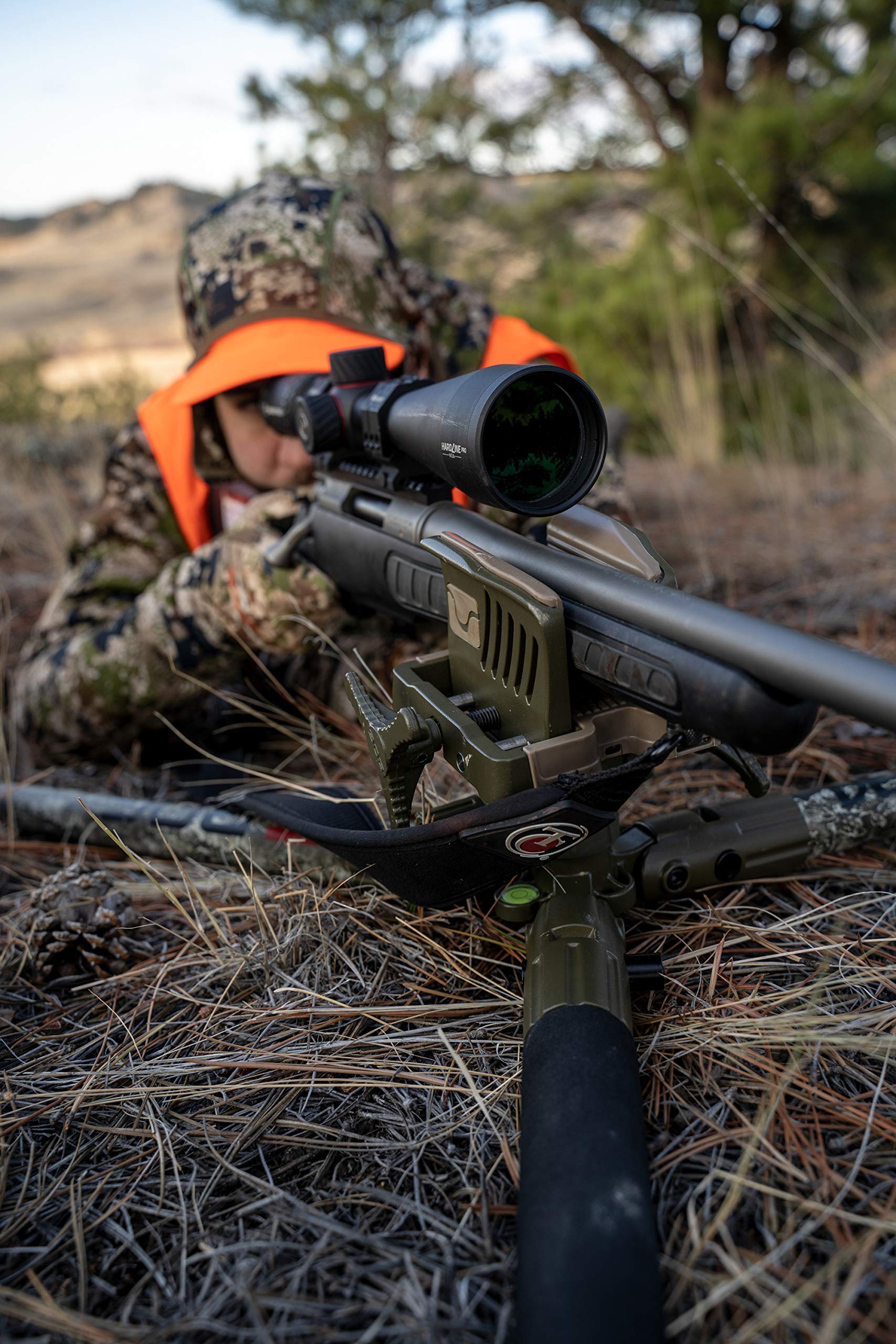DeathGrip BOG Realtree Excape Camo Tripod with Durable Aluminum Frame, Lightweight, Stable Design, Bubble Level, Adjustable Legs, and Hands-Free Operation for Hunting, Shooting, and Outdoors