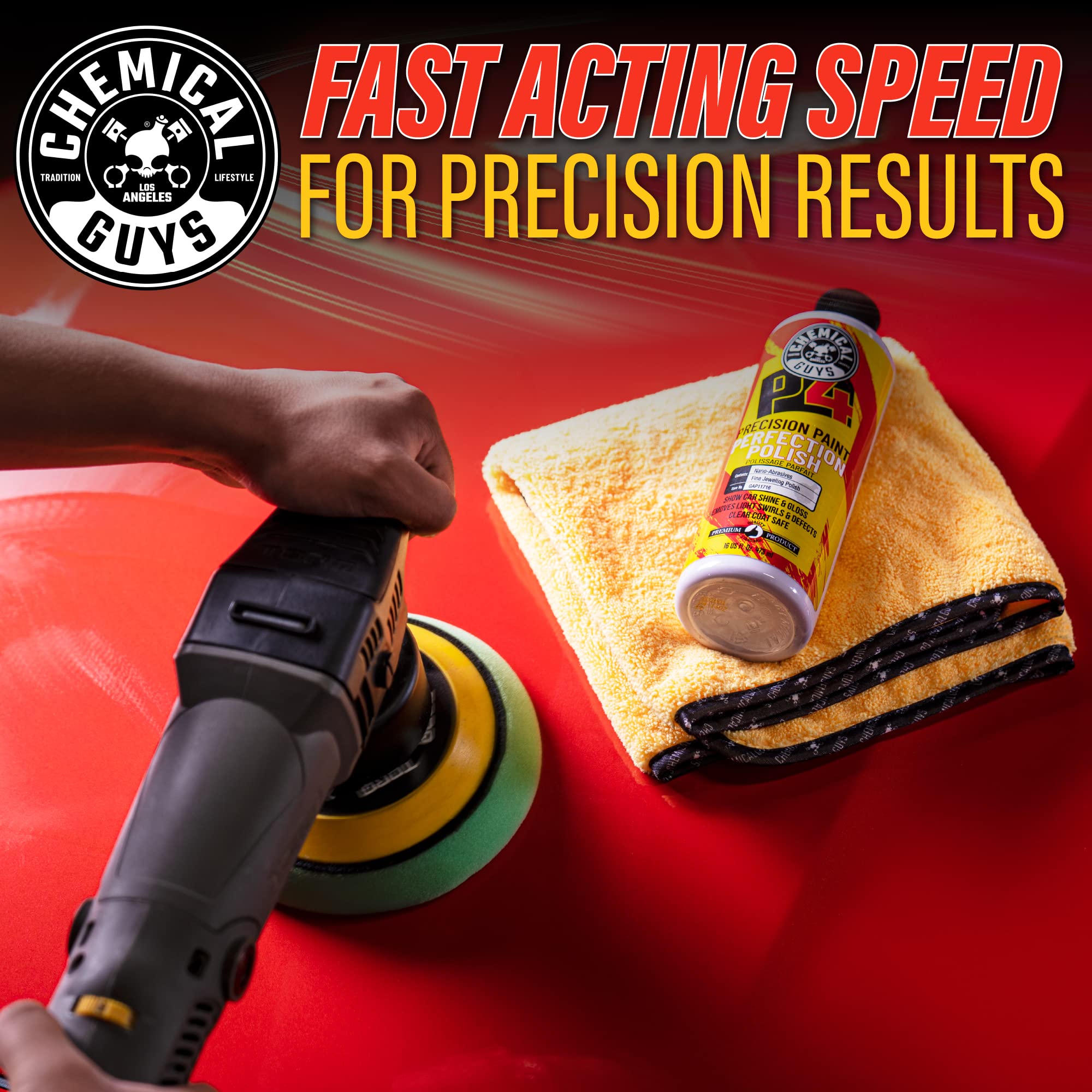 Chemical Guys Precision P4 Paint Perfection Polish - Scratch Remover & Swirl Remover for Cars, Trucks, Motorcycles, & SUVs, Fixes Paint Imperfections & Towel Marks, Restores Gloss & Clarity, 16 oz