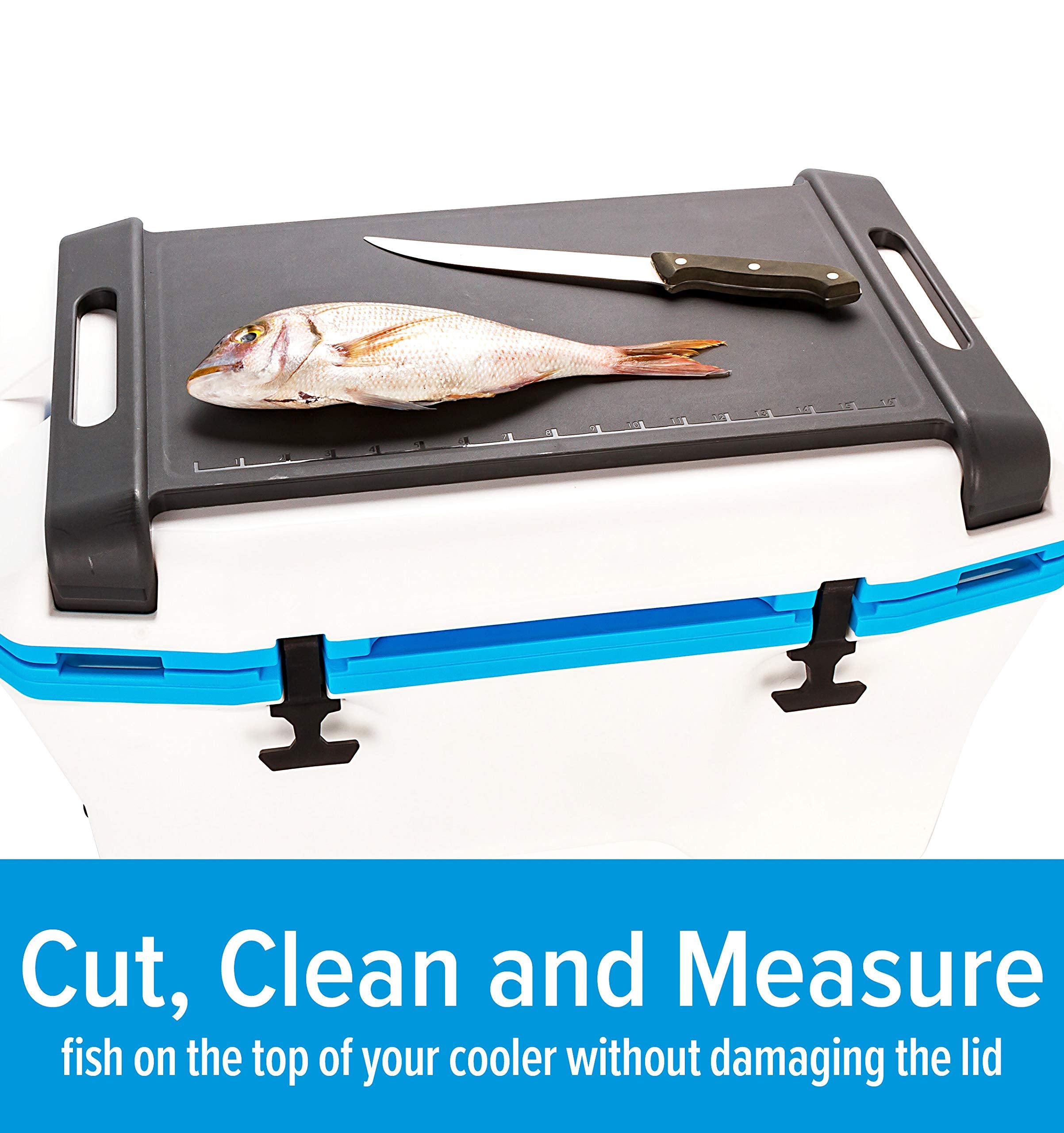 30 Qt. Kuuma Cooler Cutting Board Attachment | Cut, Clean and Measure Fish on top of Your Cooler | Easy to Attach | Includes 16-inch Built-in Ruler (58474)