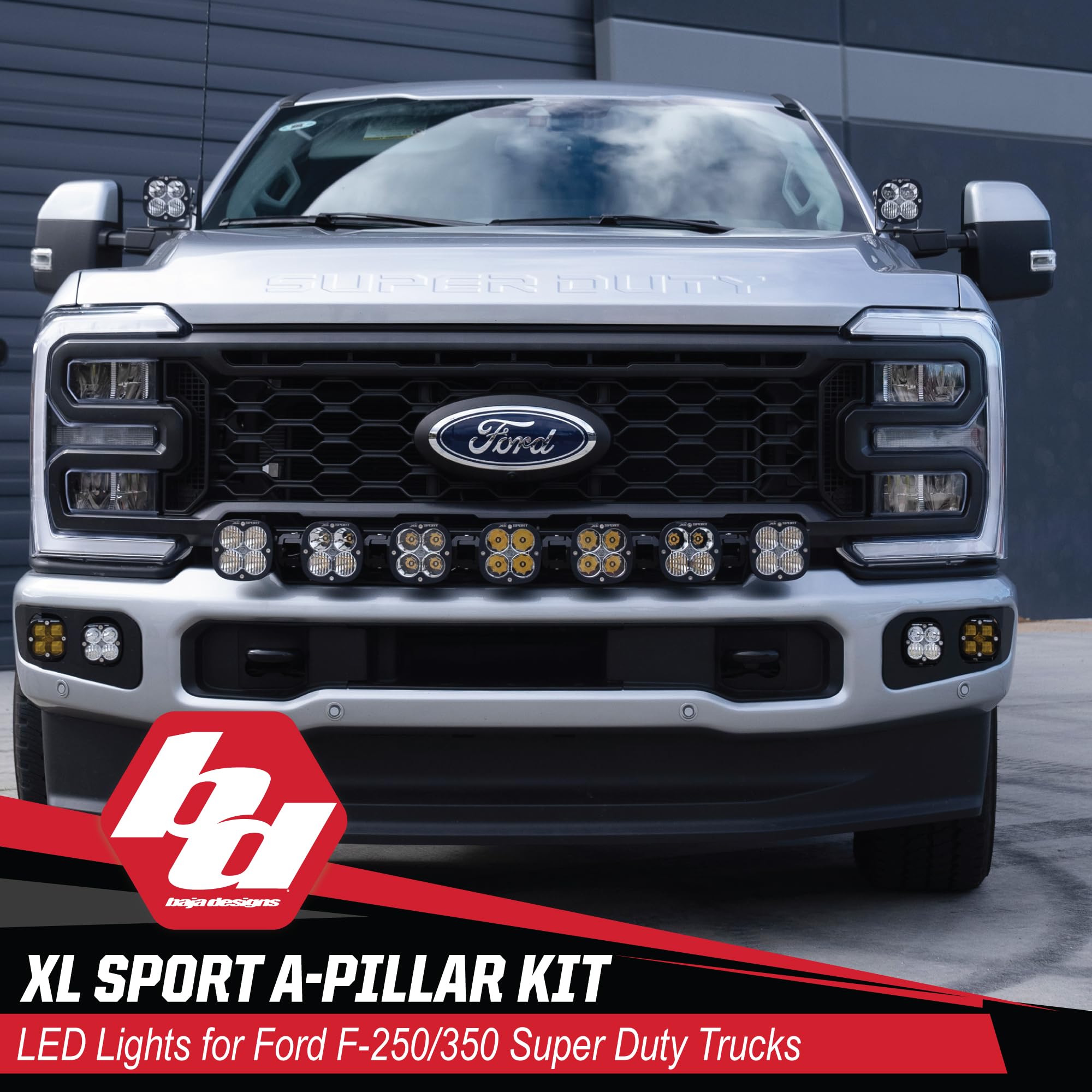 Baja Designs A-Pillar Light Kit XL Sport for Ford Super Duty Truck 23-On with 2 Lights, Upfitter Harness and Mounting Accessories