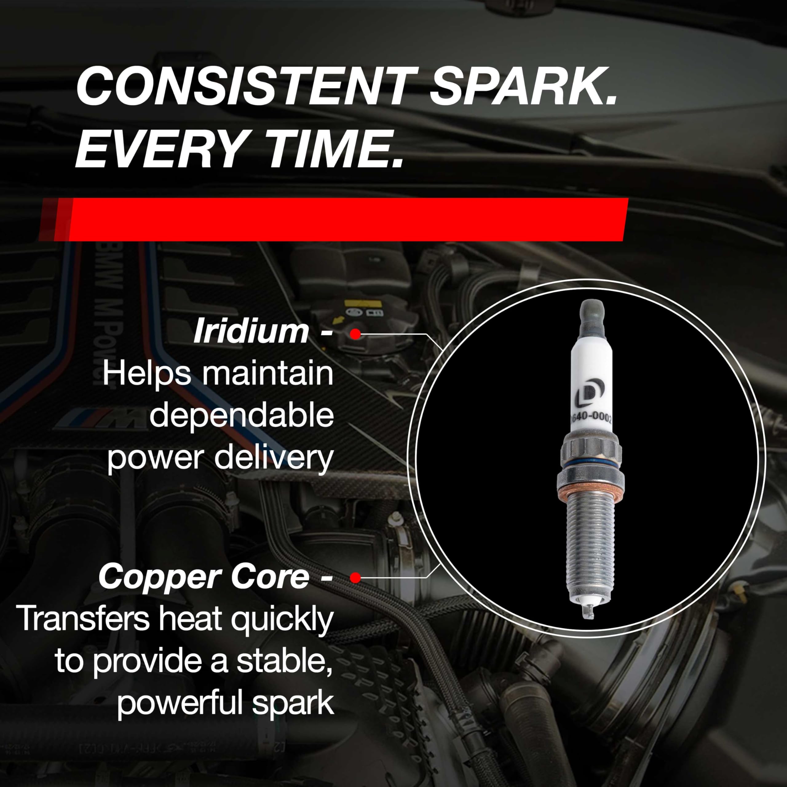 Dinan Pro Iridium Spark Plug D640-0002 - Select BMW N & S Series Models - N20 N54 N55 N63/TU S55 and S63/TU - 12x26.5x14mm - Heat Range 9 - Direct Replacement for OEM Stock Parts - 1 pack