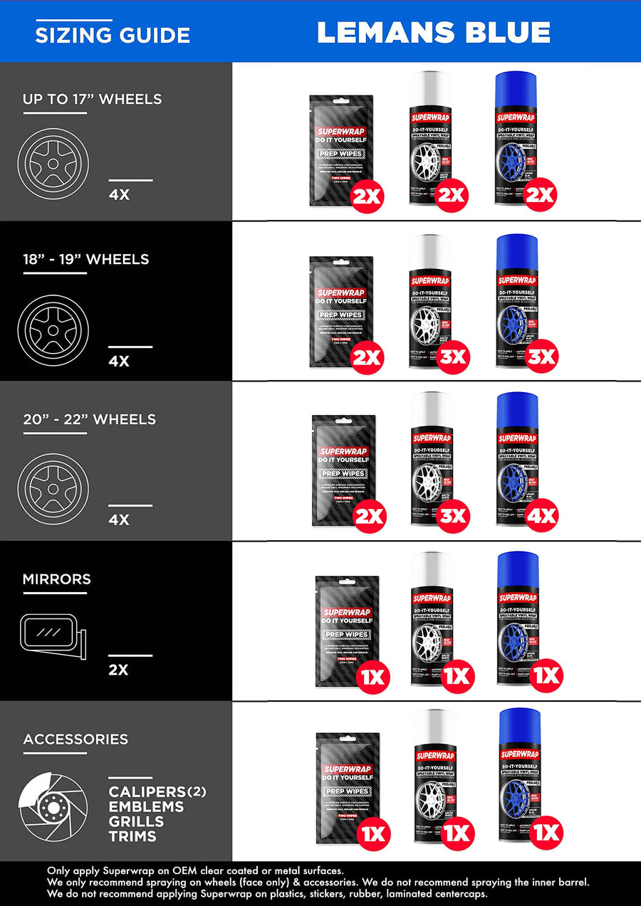 Sprayable Superwrap Vinyl Wrap for Wheels & Accessories - 11oz Spray Can/Paint - High Gloss - Lemans Blue (Requires a White Base Coat)