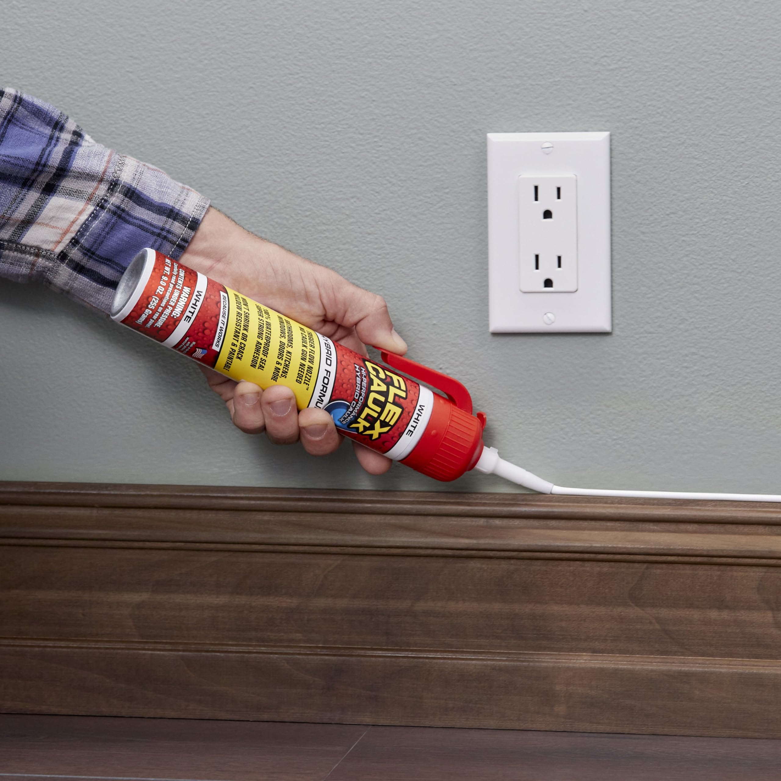 Flex Caulk, Waterproof & Weatherproof Sealant Hybrid Polymer, Strong, Paintable, Indoor, Outdoor, Bath, Shower, Sink, Window, Baseboards, Door, RV, Roof, Wood, Auto & Marine, Clear, 6.6 oz, 1-Pack
