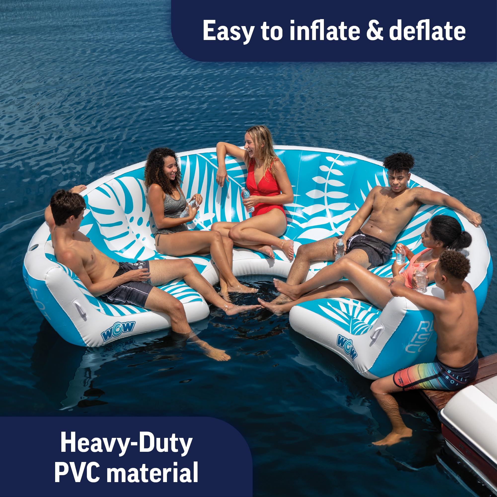 Inflatable Water Resort Island Wow Sports, Inflatable Lounger Float, Ideal for Kids and Adults, 6-8 Persons