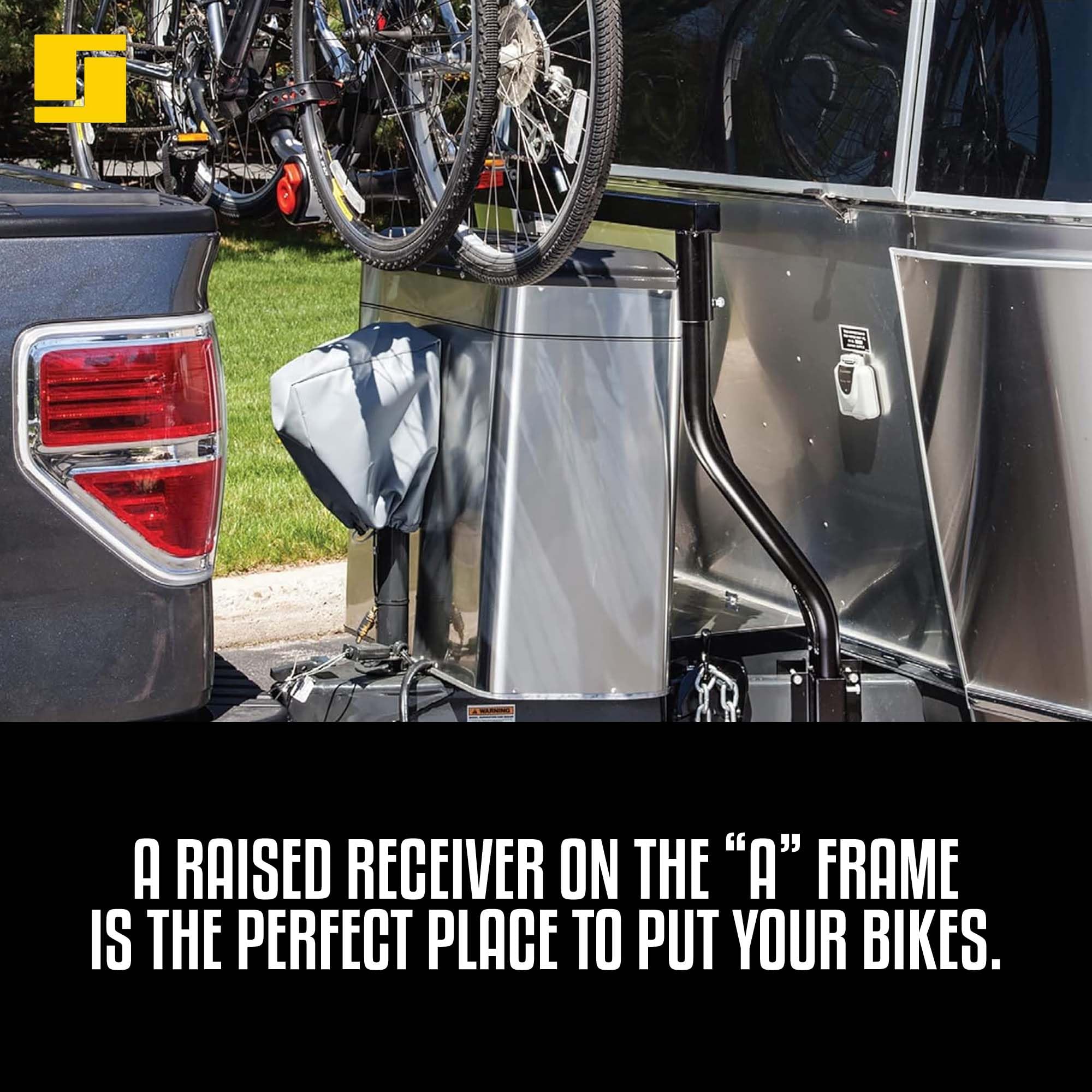 Stromberg Carlson Trailer Tongue CC-275 Cargo Bike Bunk - Adjustable Trailer Tongue Rack for RVs, Supports Up to 100 lbs, Fits RV Approved 2" Receiver Bike Racks, 14" -55" A-Frame Mounting Width Range