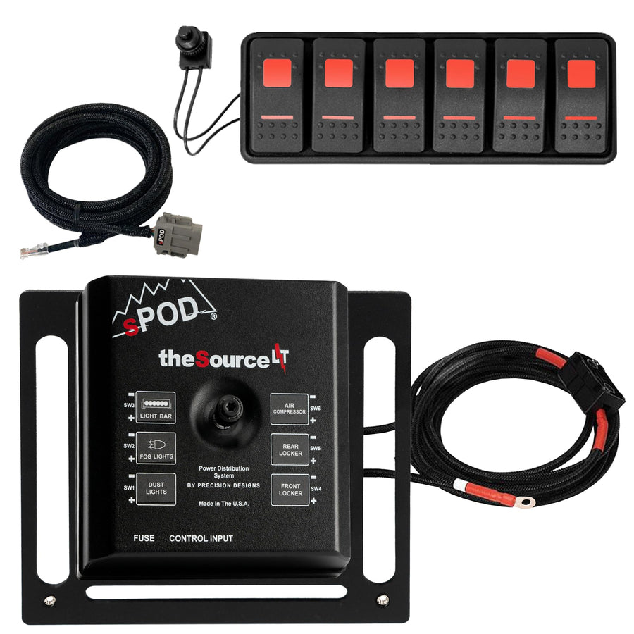 6 Circuit SPOD SourceLT Controller with Red LED Switch Panel, Universal Fit (36-inch Battery Cable)