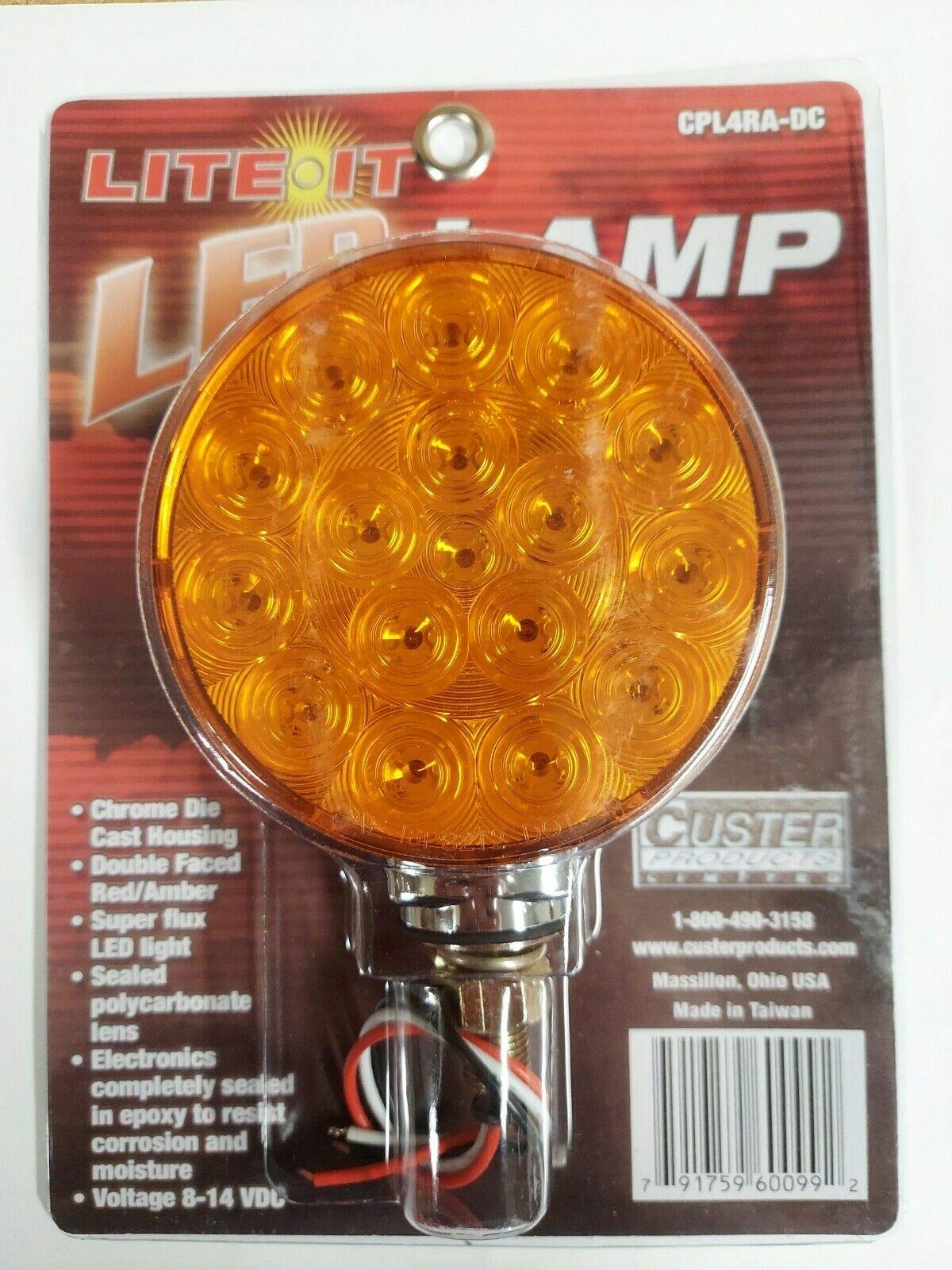 Custer 4" LED Red/Amber CPL4RA-DC Pedestal Light, 42 LEDs