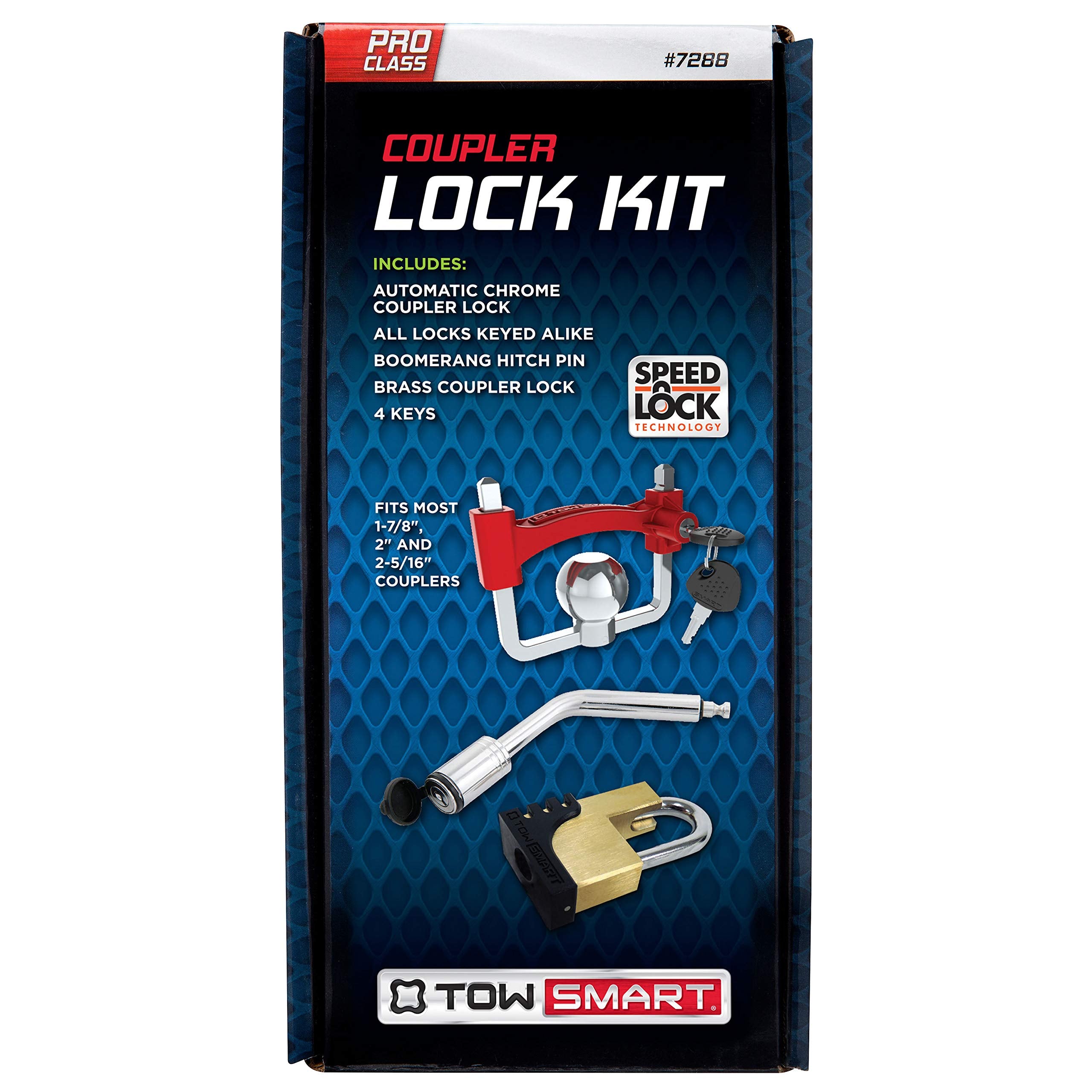 Coupler TOWSMART Anti-Theft Lock Kit, 1/2 in. and 5/8 in. Diameter Pin, Fits 1-1/4 in. and 2 in. receivers