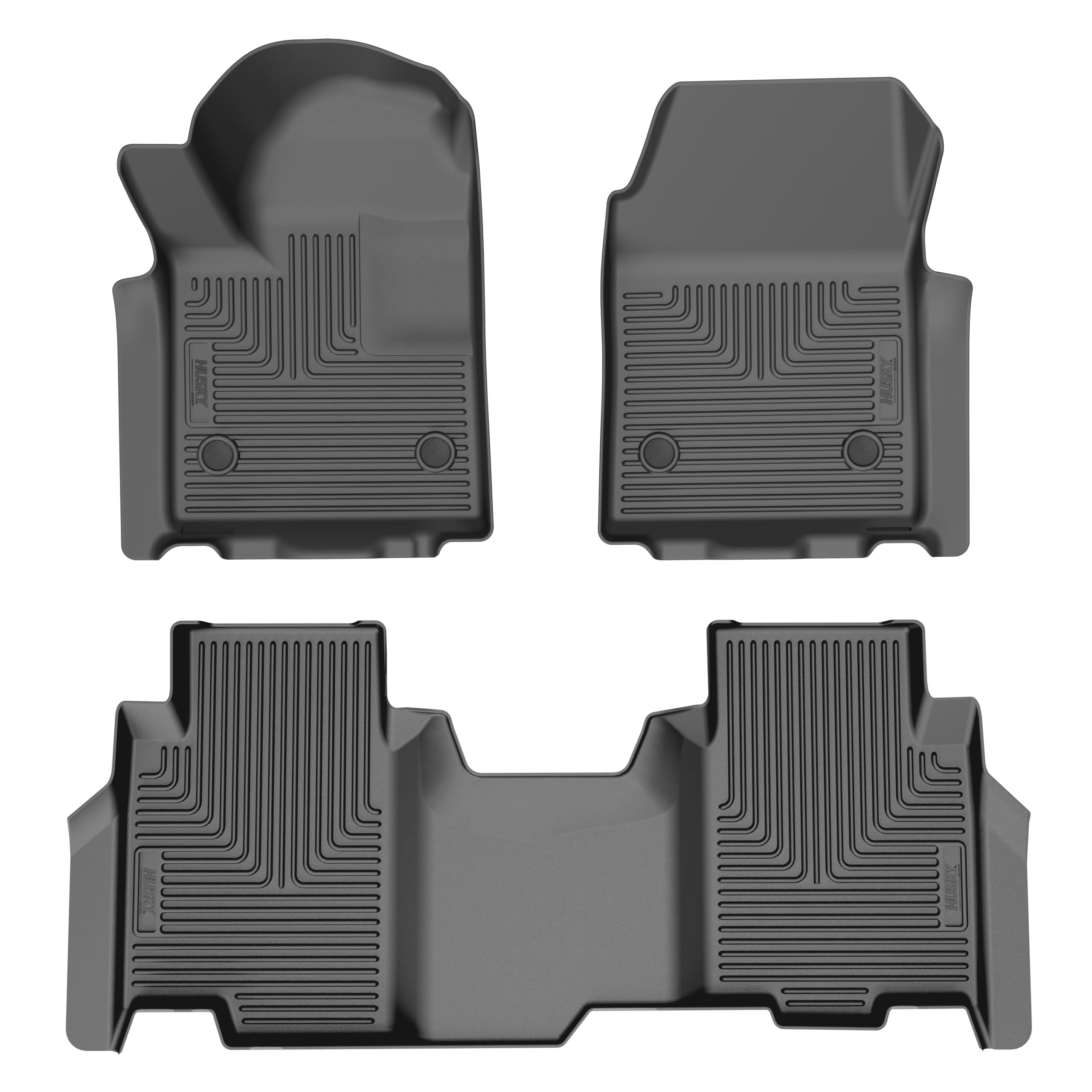 Husky Liners Floor Mats Weatherbeater | Fits 2024-2025 Chevrolet Silverado EV; 2024-2025 GMC Sierra EV | Front & 2nd Row, 3-pc Black - 96971