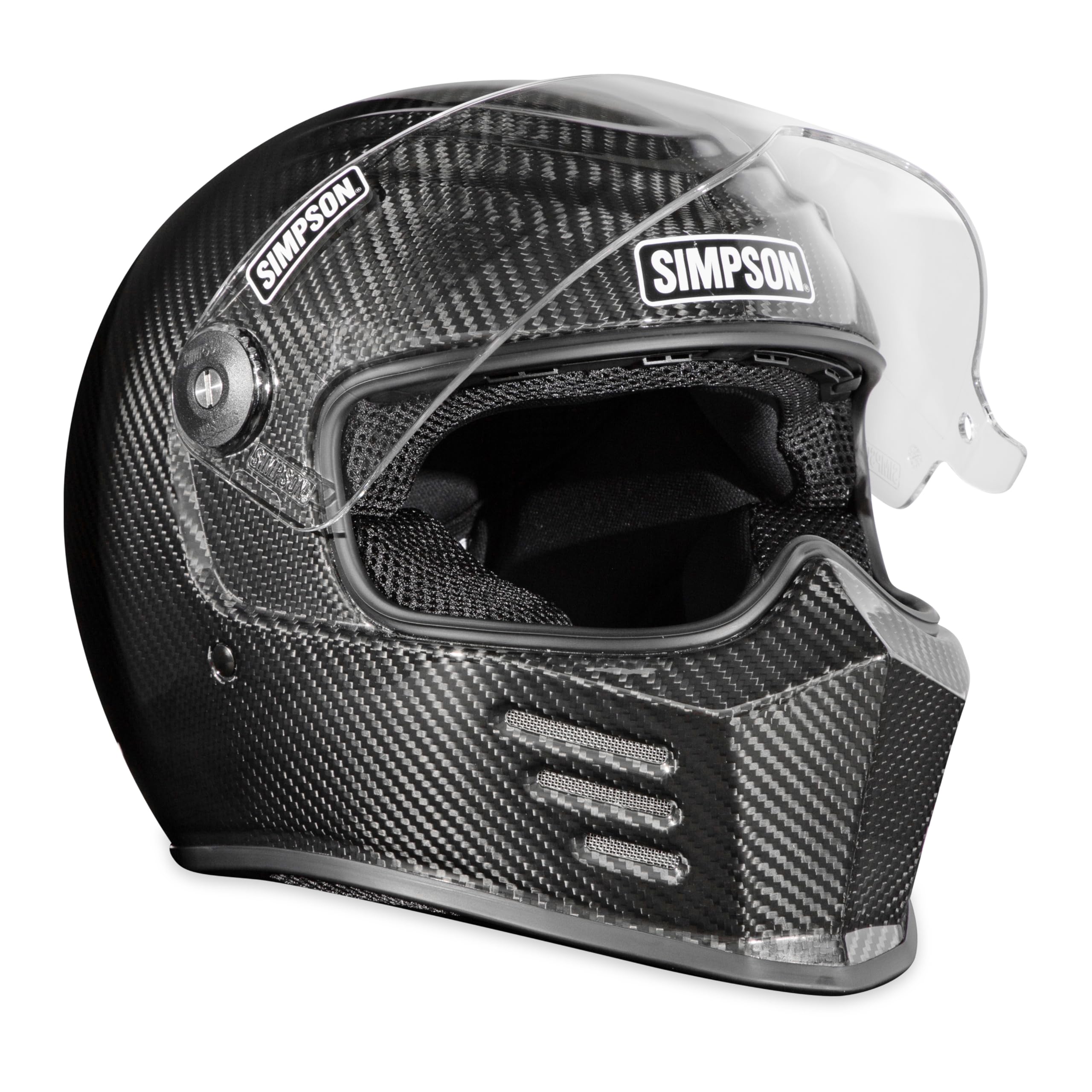Outlaw Bandit 3 Simpson Motorcycle Helmet - Carbon Fiber - 2XL | Full Face with Clear 4 Position Racheting Visor Shield | Lightweight | Vented | DOT/Snell M2020 Approved for Street & Track (OB3C2X)