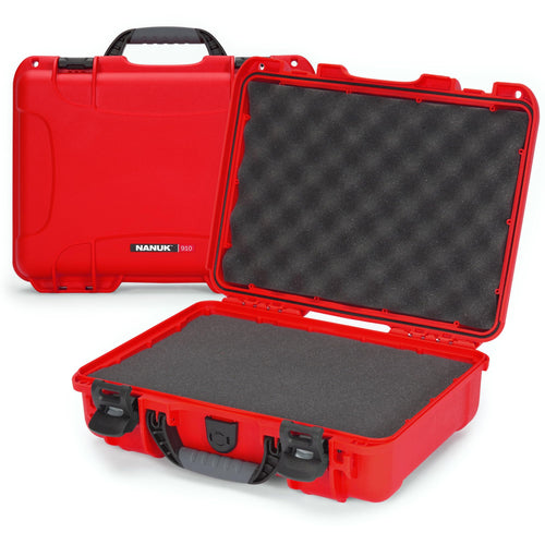NANUK 910 Hard Case with IP67 Waterproof, Customizable Cubed Foam, Dustproof and Impact Resistant, 14.3” x 11.1” x 4.7”, Rugged Construction for Ultimate Protection, Made in Canada – Red