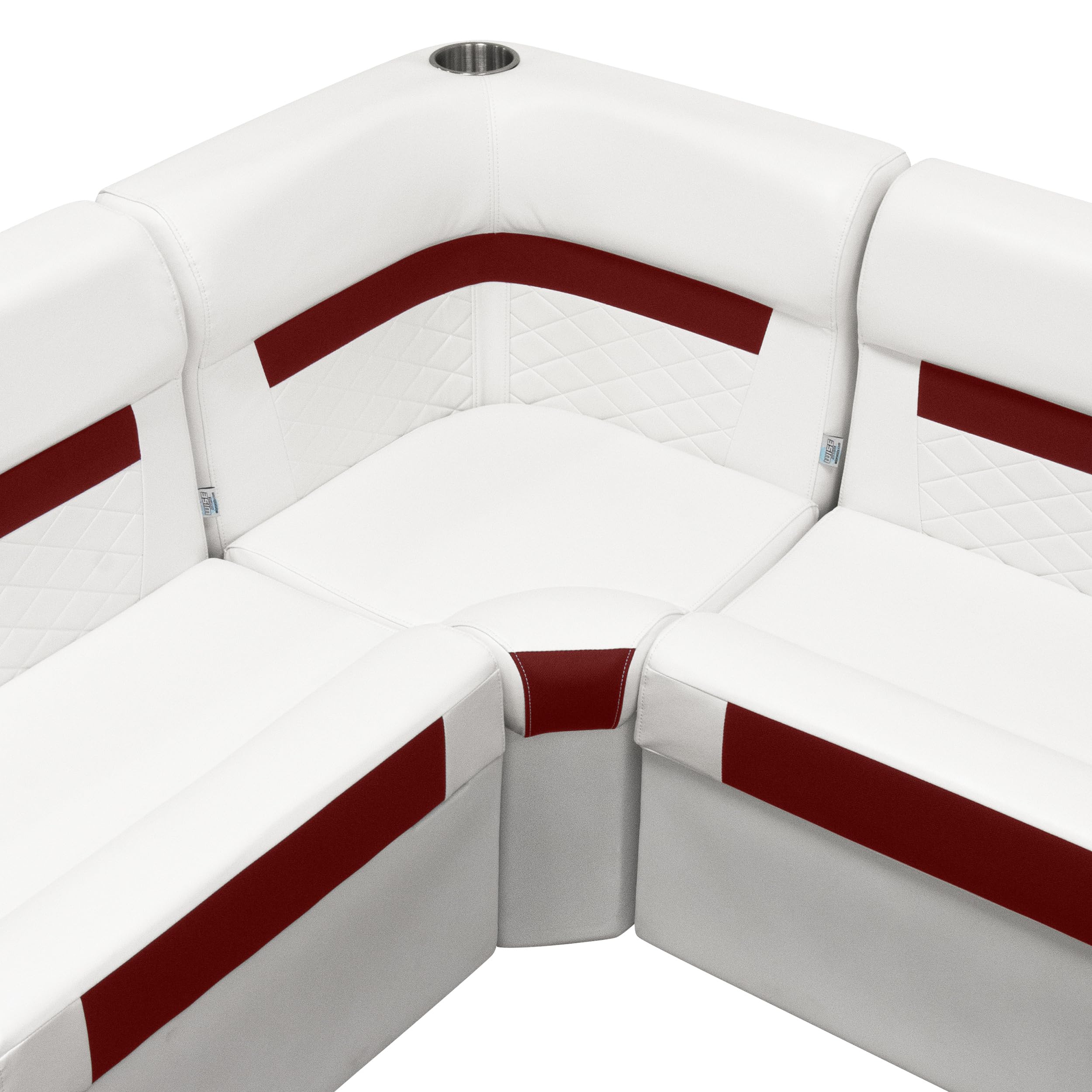 DLX Series Wise DLX133-1906 Pontoon Corner Cushion Set - White/Crimson Red