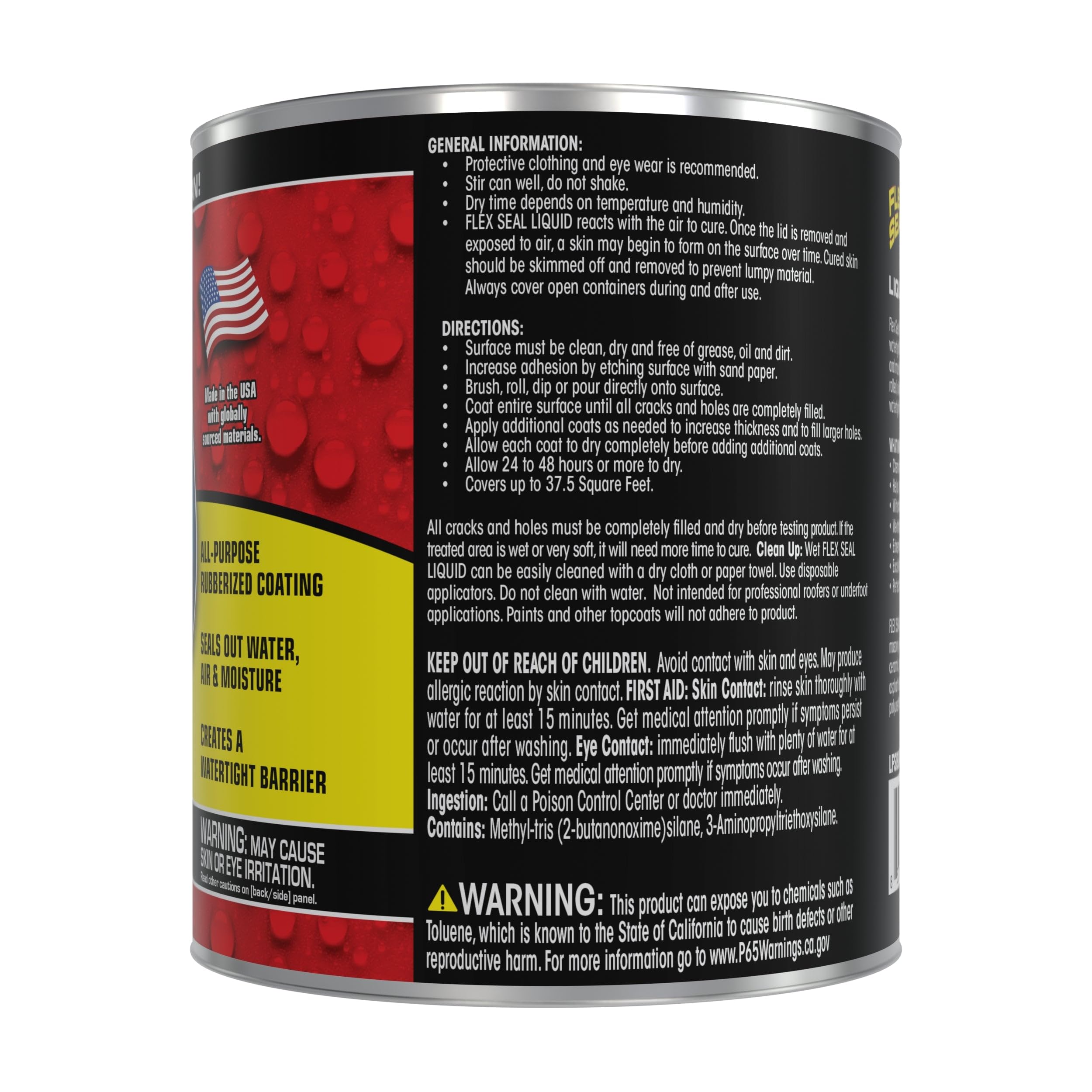 Flex Seal Liquid, Waterproof Rubber Coating Sealant, Flexible, Breathable, and UV Resistant, Roof Repair, Basements, RV, Campers, Trailers, Marine, EPDM, Masonry, Black, 32 oz