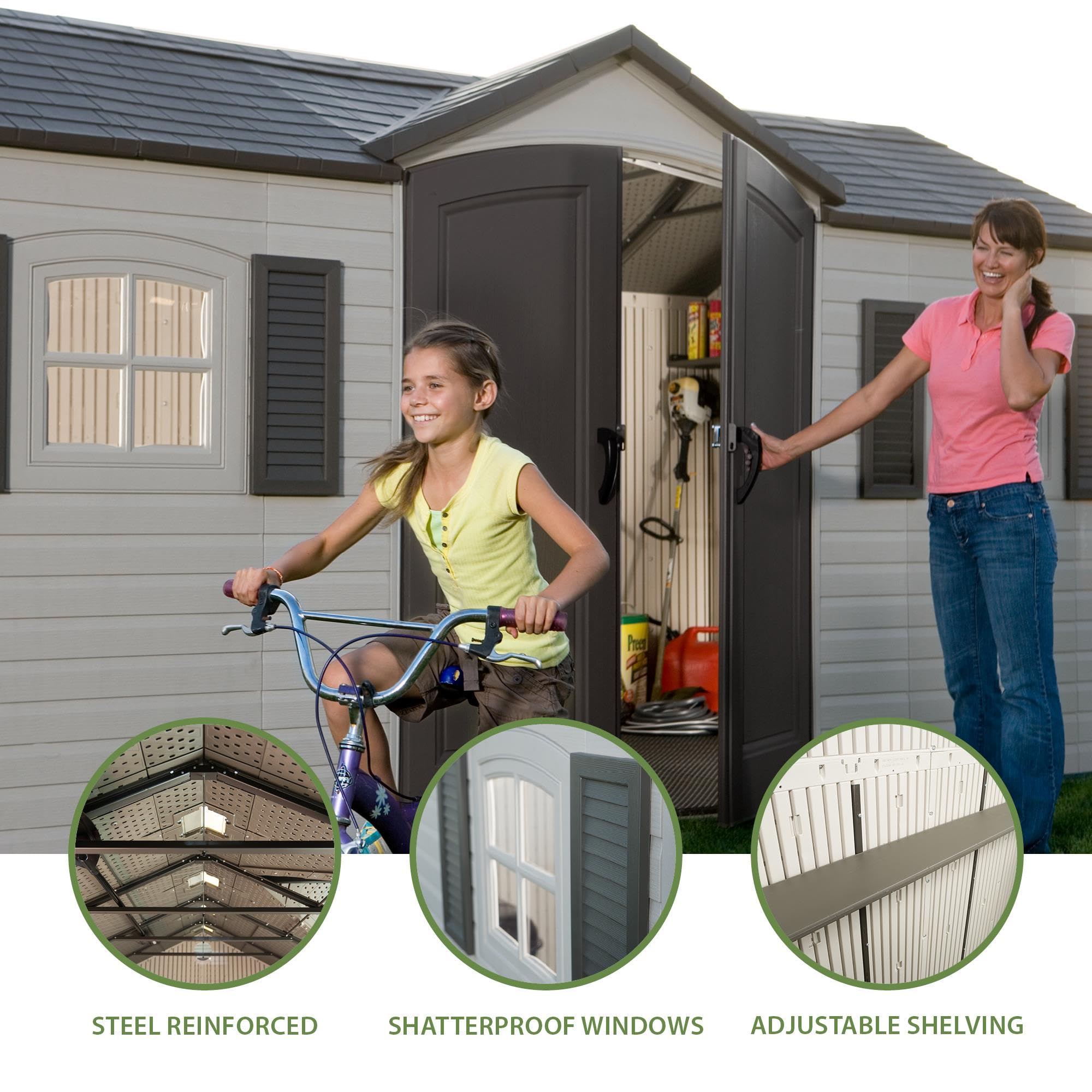 Outdoor Storage Shed Lifetime 6446, 8 x 15 Foot, Desert Sand