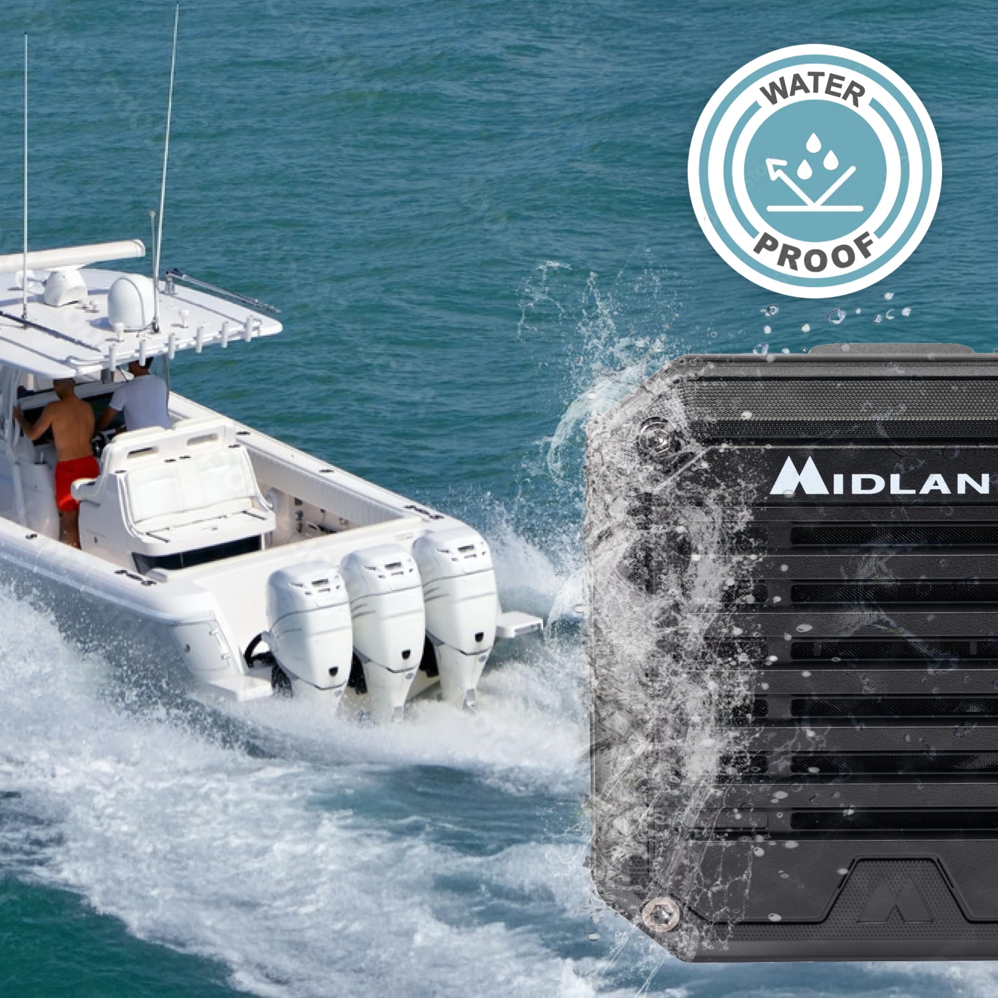 SPK200 Midland- Heavy-Duty 20W Amplified External Speaker - AI Noise Cancellation 180 Degrees Swivel Base for CB and MXT Radios 8-OHM Sound System 3.5mm Audio Plug - Waterproof Design