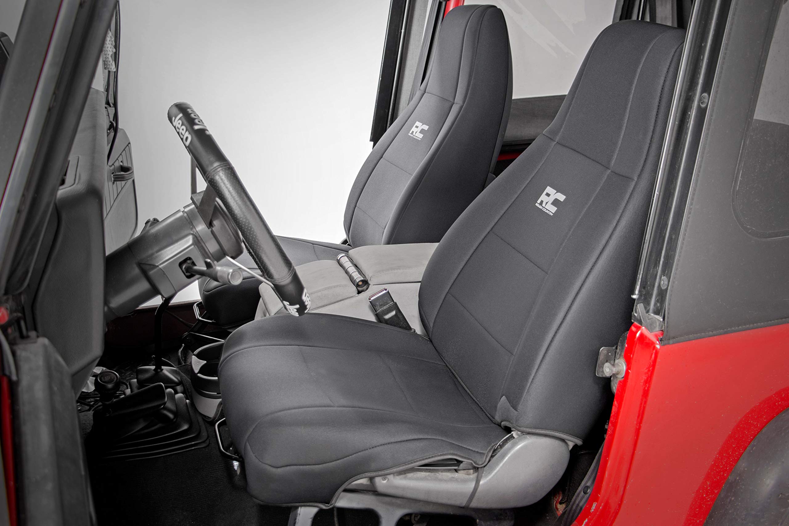 Rough Country Seat Covers Neoprene for Jeep Wrangler YJ (1991-1995) - Waterproof & UV Resistant, Foam Padded, Front & Rear Seat Cover Set