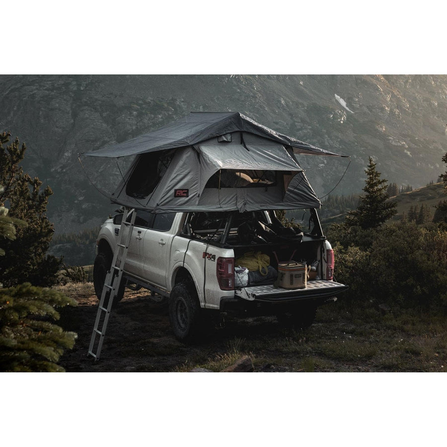 Rough Country Roof Top Tent Mount Rack with Ladder Extension & LED Light Kit, 12V Accessory