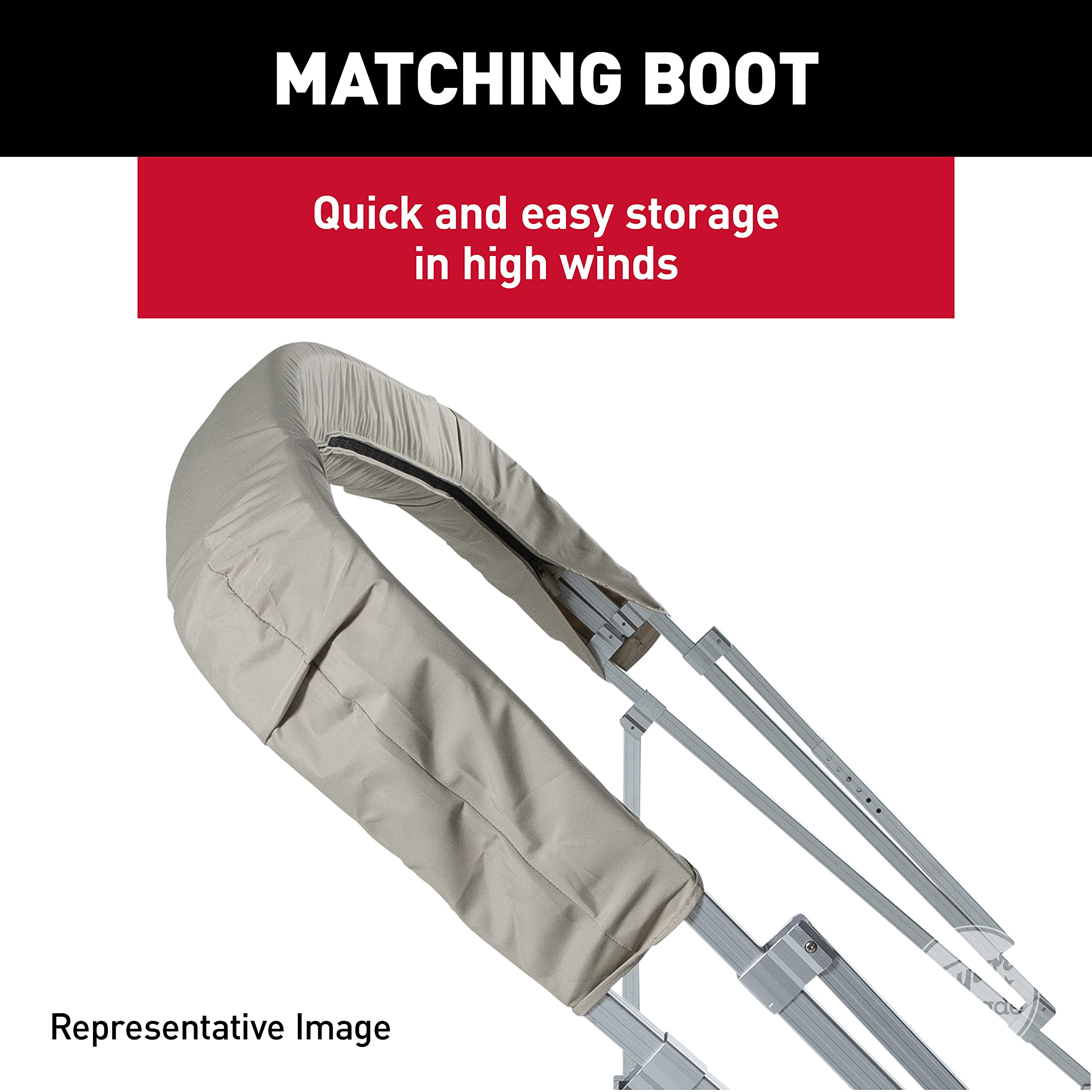 Manual Bimini Top Kit TAYLOR MADE PRODUCTS for Boats – 8'W x 10'L (Beige) – Bimini Top Replacement Kit Includes Frame, Canvas, Storage Boot – Four-Bow Bright Dip Anodized Aluminum Frame – 2020329857