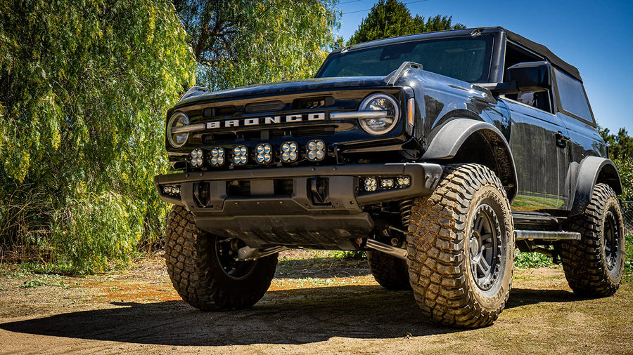 Baja Designs XL LED Linkable Sport Bumper Light Kit for Ford Bronco 2021-23 with OEM Plastic Bumper - Includes Upfitter Wiring Harness (Multi-Pattern; Clear Lens)
