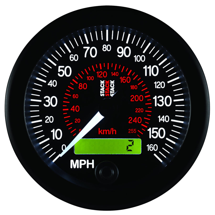 88mm Stack ST3801 Black 0-160 MPH/260 km/h Programmable Electronic Speedometer