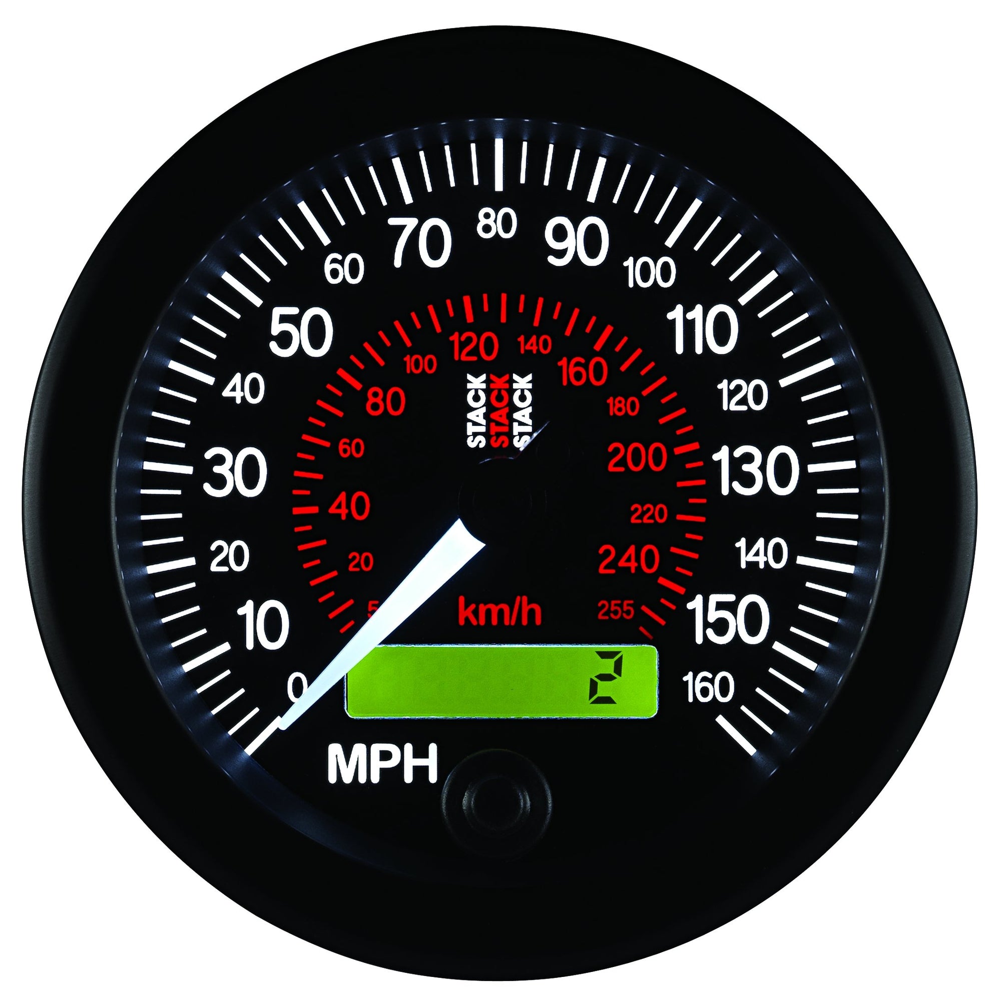 88mm Stack ST3801 Black 0-160 MPH/260 km/h Programmable Electronic Speedometer