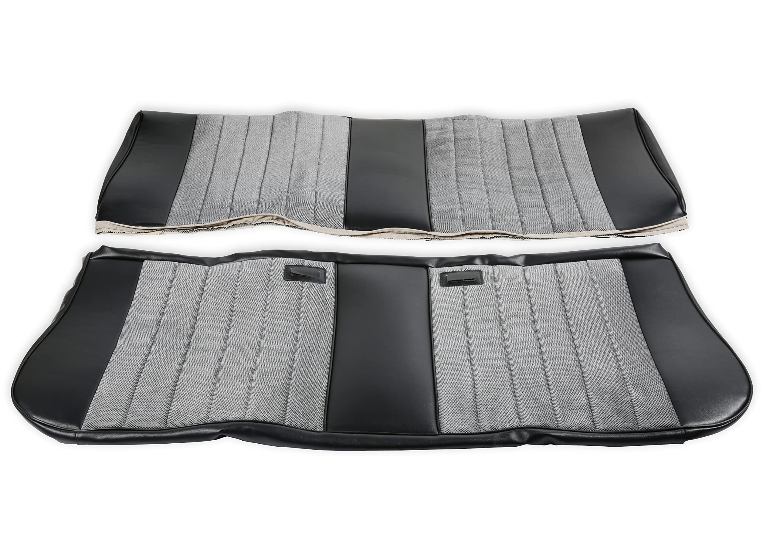 05-310 Brothers Trucks Seat Upholstery Kit - Standard Pleat Cloth/Vinyl - Black/Silver