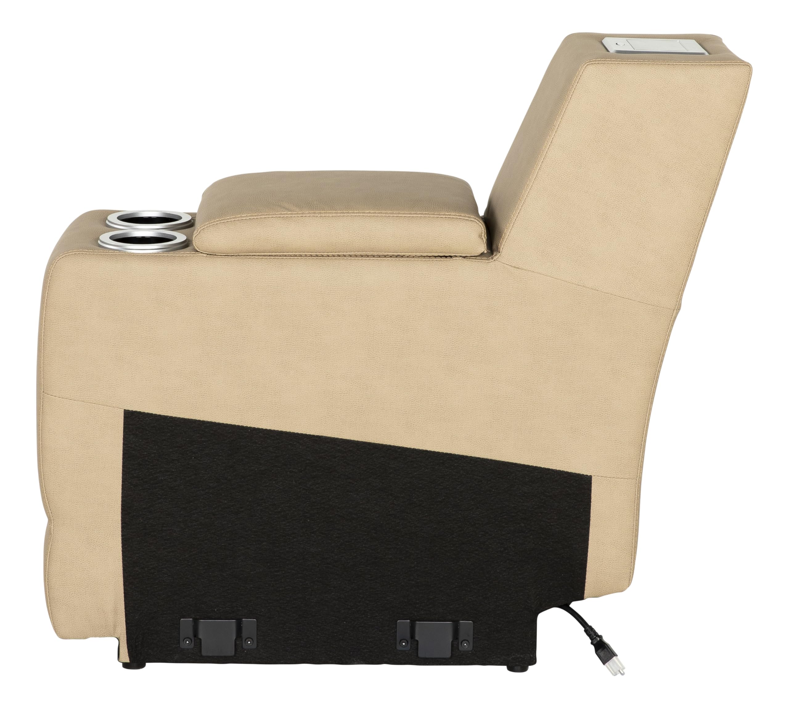 THOMAS PAYNE Driftwood Signature Seismic Series RV Theater Seating 12" Center Console with Storage Compartment, Dual Cupholders, 110V Power Pop-Up Outlet with Two USB Ports - 2024044199