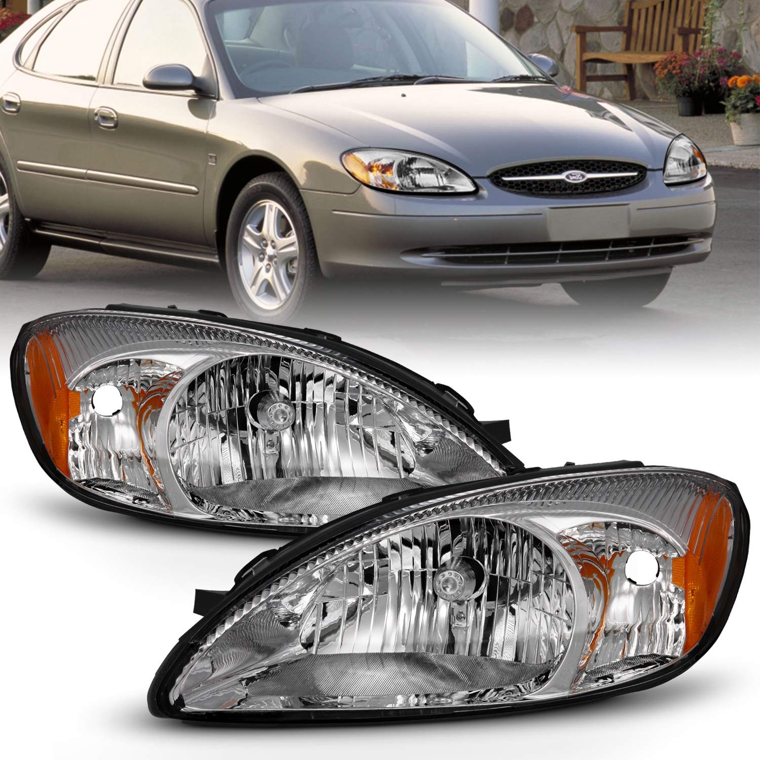 Headlight Anzo 121554 Chrome Amber